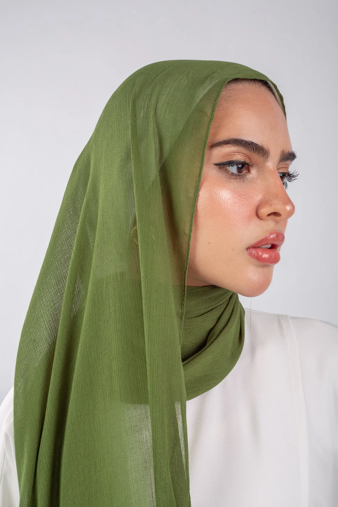 Crinkle Modal Hijab -Olive