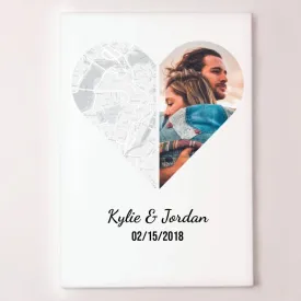 Custom Photo   Map Hearts for Couples