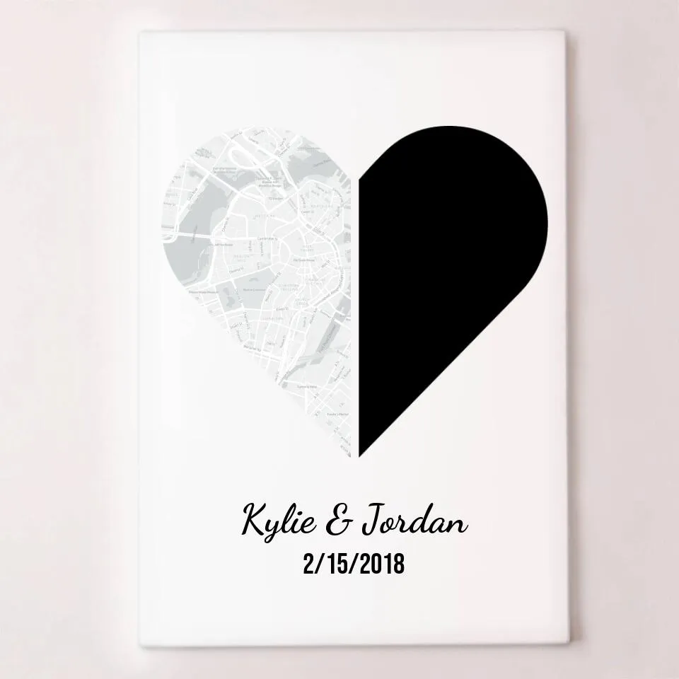 Custom Photo   Map Hearts for Couples