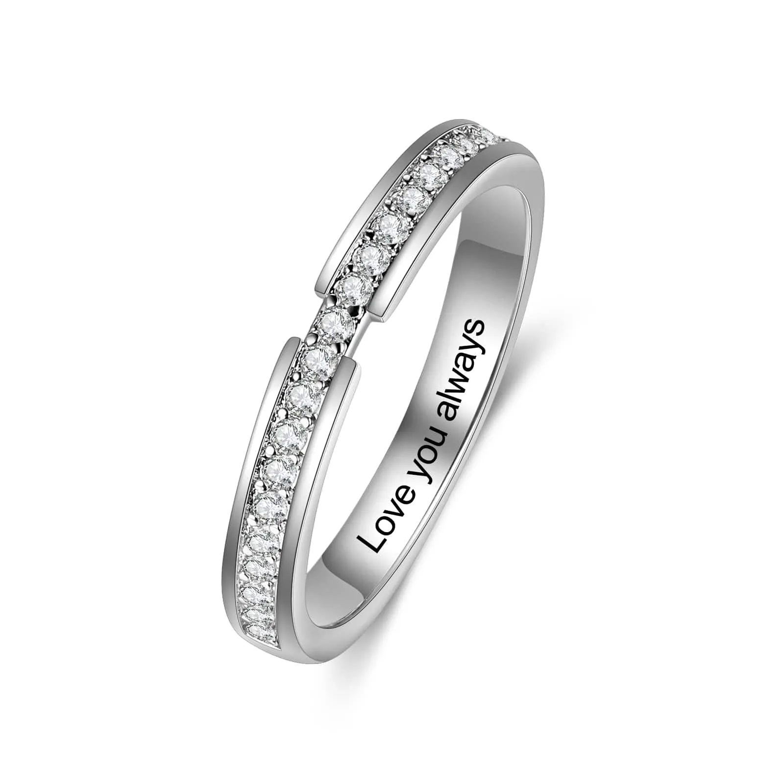 CZ Couples Ring with Personalized Laser Engraved Message