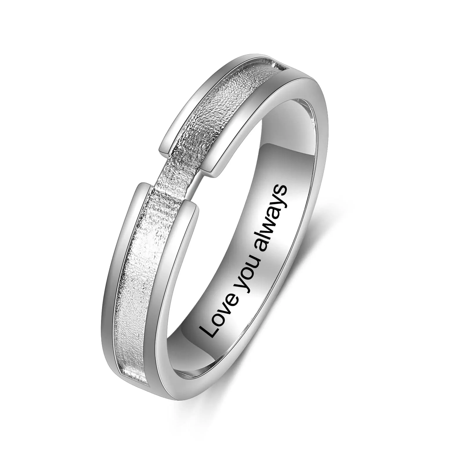 CZ Couples Ring with Personalized Laser Engraved Message