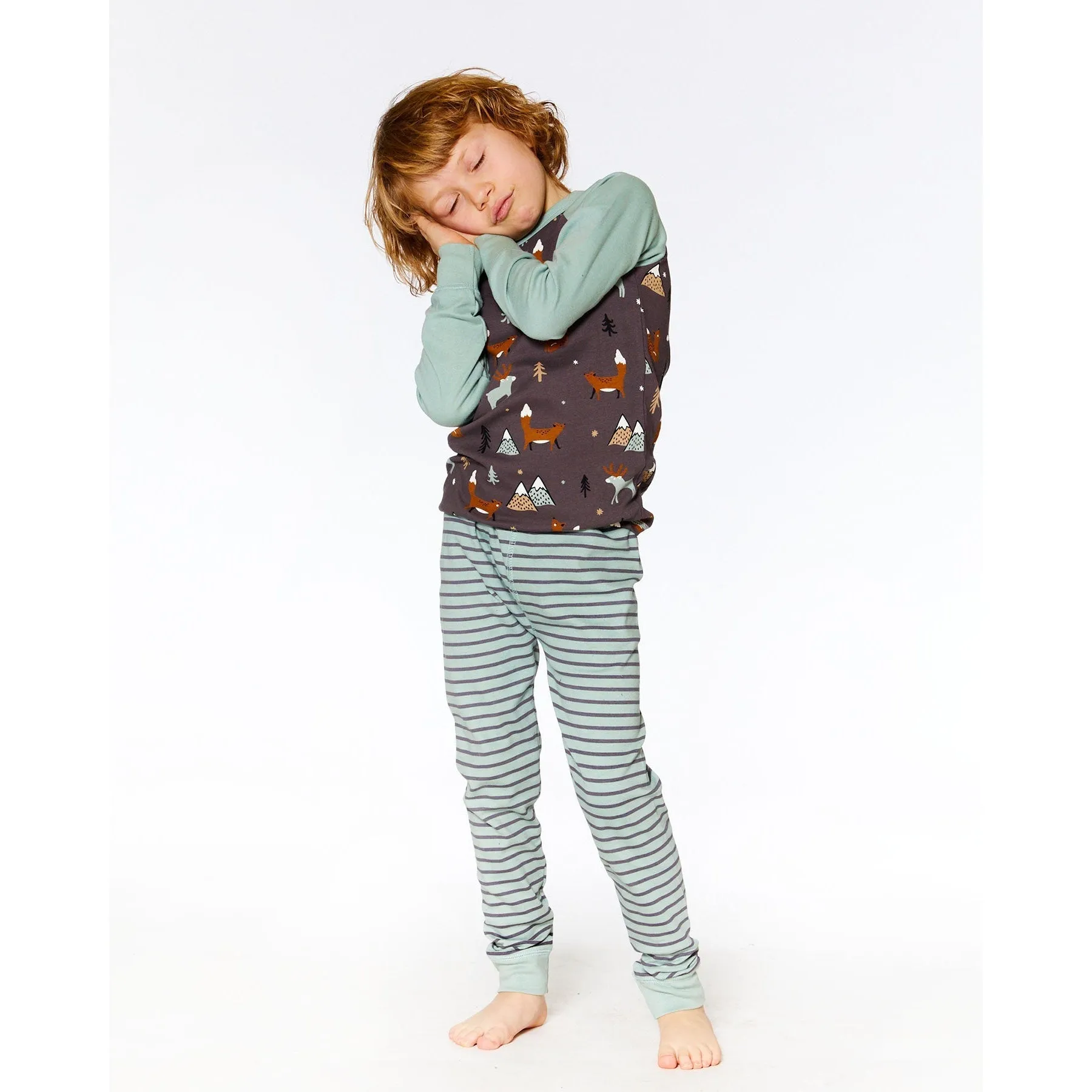 Deux Par Deux Organic Pajama Set - Woodland