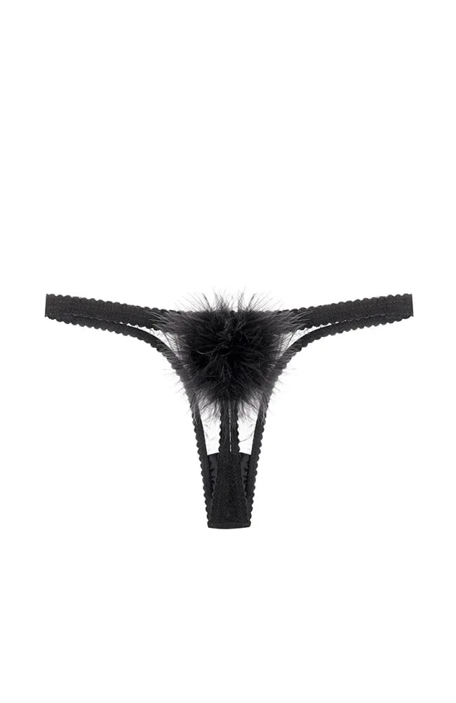 Diana Silk and Marabou Feather Pom Pom Thong