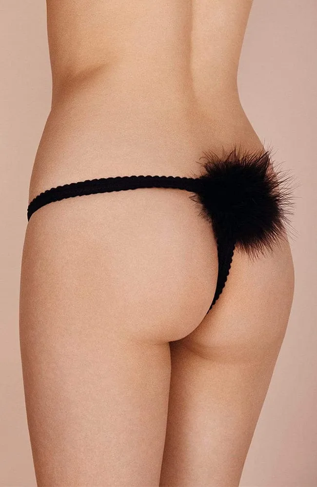 Diana Silk and Marabou Feather Pom Pom Thong