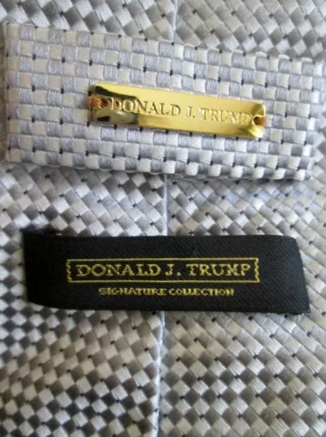 DONALD J. TRUMP SIGNATURE COLLECTION 100% Silk NECK TIE Necktie Handmade SILVER PRESIDENT