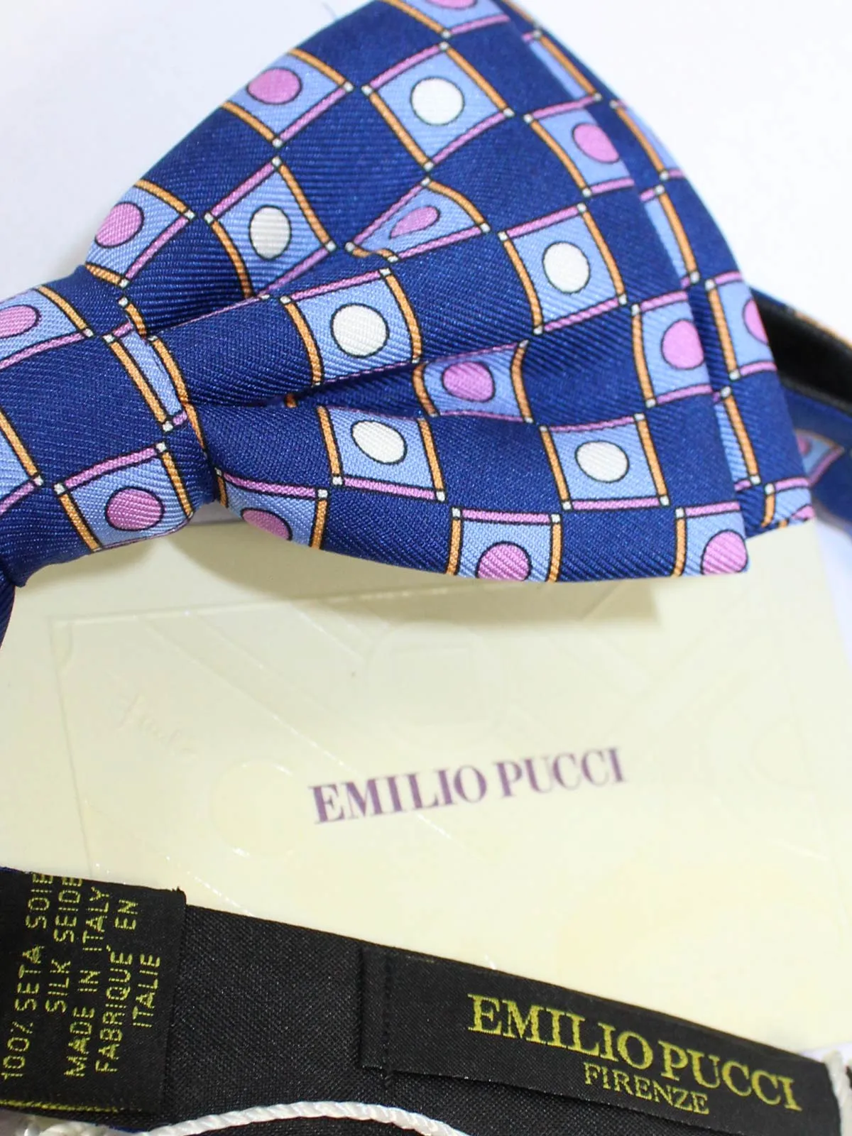 Emilio Pucci Bow Tie Purple Pink Squares & Dots - Pre Tied SALE