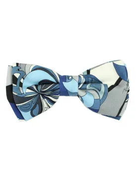 Emilio Pucci Silk Bow Tie Sky Blue Gray Signature Design