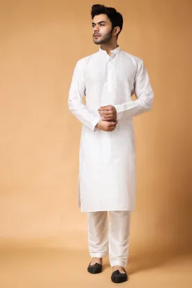 Exquisite Ivory Woven Kurta Pajama