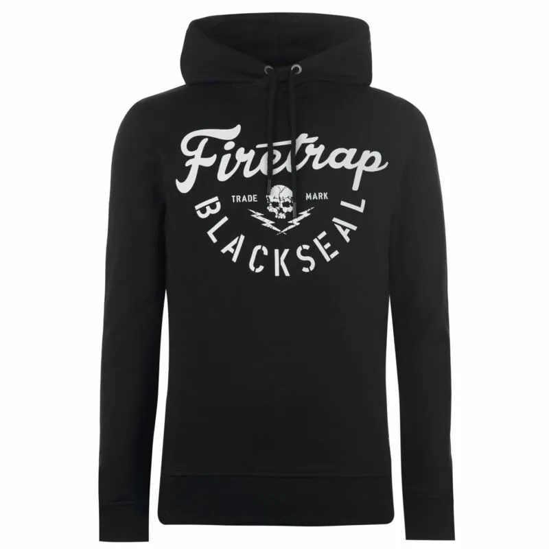 Firetrap Mens Blackseal XL Graphic Hoodie OTH Hoody Hooded Top Long Sleeve