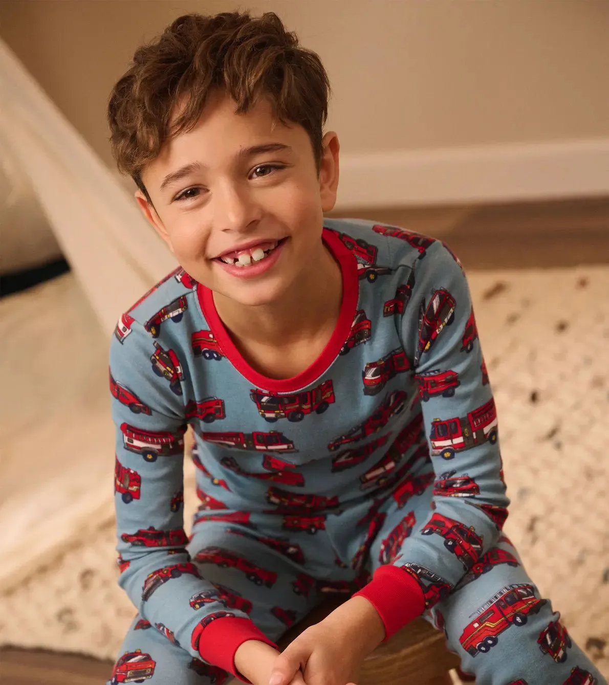 Firetrucks Kids Organic Cotton Boys Pajama Set | Hatley