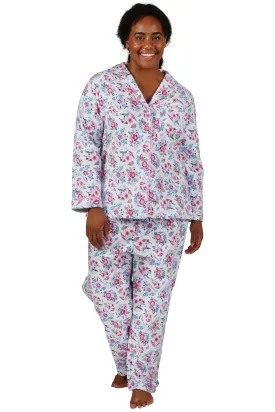 Flannel Long Sleeve Plus Size Pajama Set