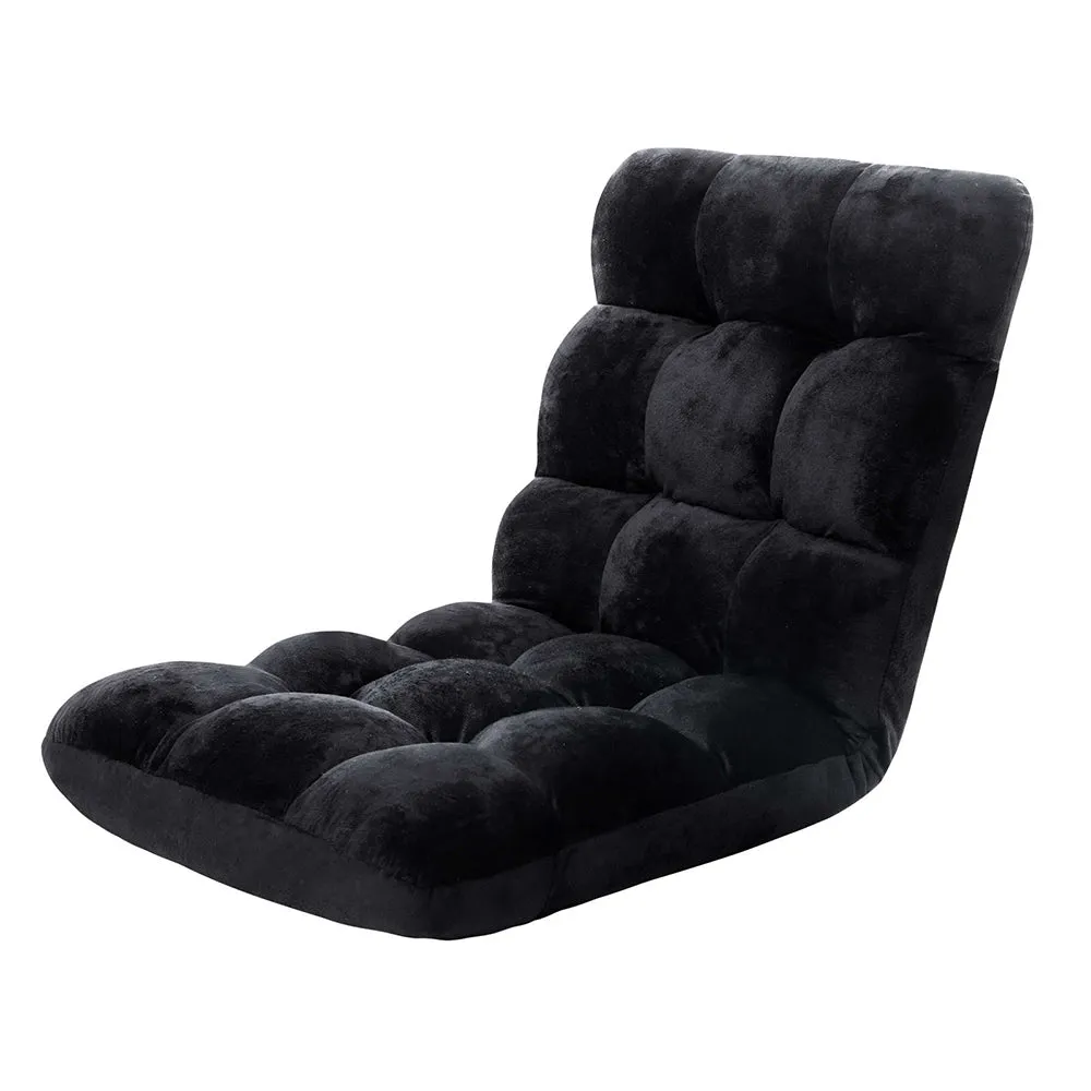 Folding Futon Chaise Floor Lounge Chair - Black