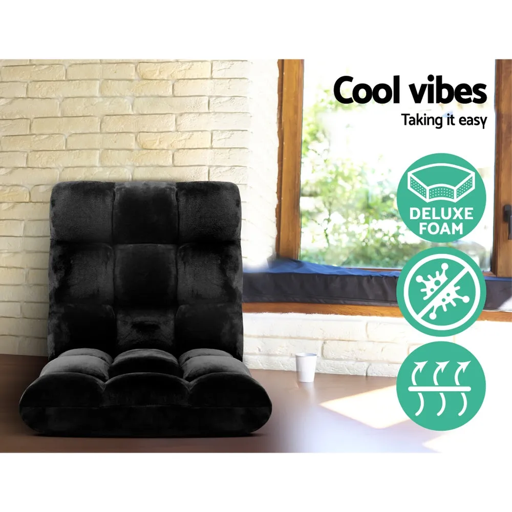 Folding Futon Chaise Floor Lounge Chair - Black