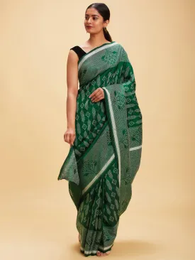 Forest Green Kantha Stitch Sari