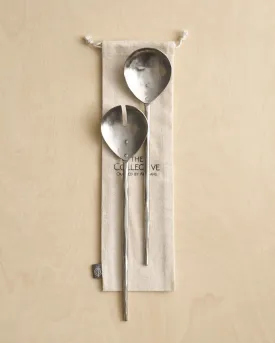 Forged Pewter Metal Salad Servers (Set of 2)