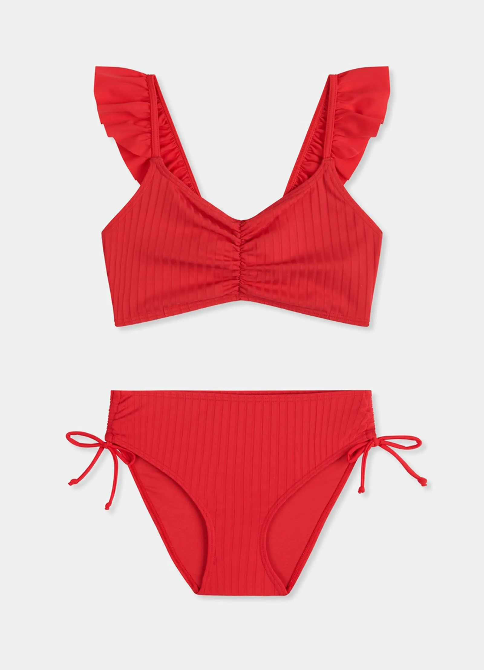 Girls Ruffle Bikini  - Chilli Red