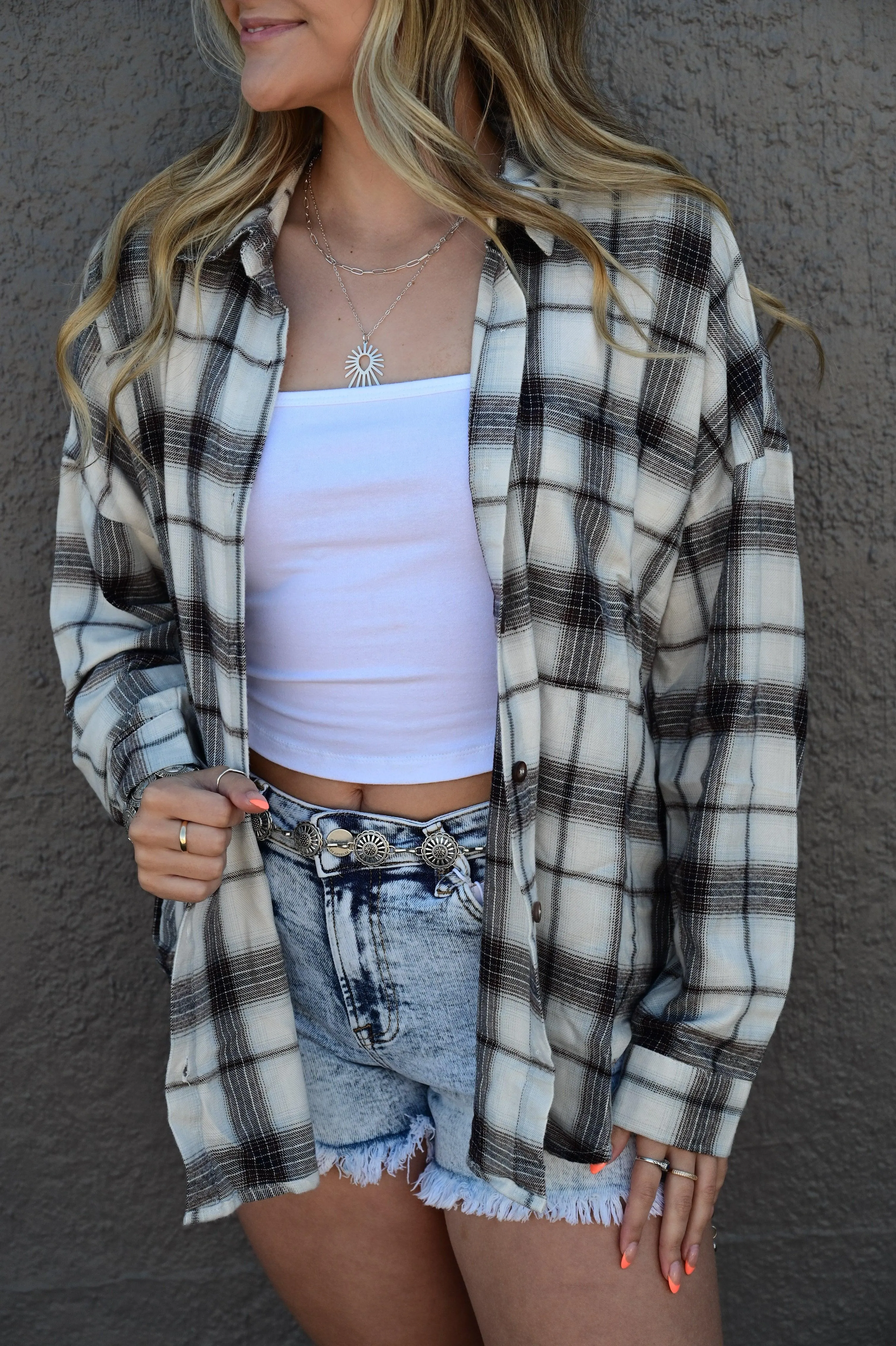 Golden Aura Plaid Top