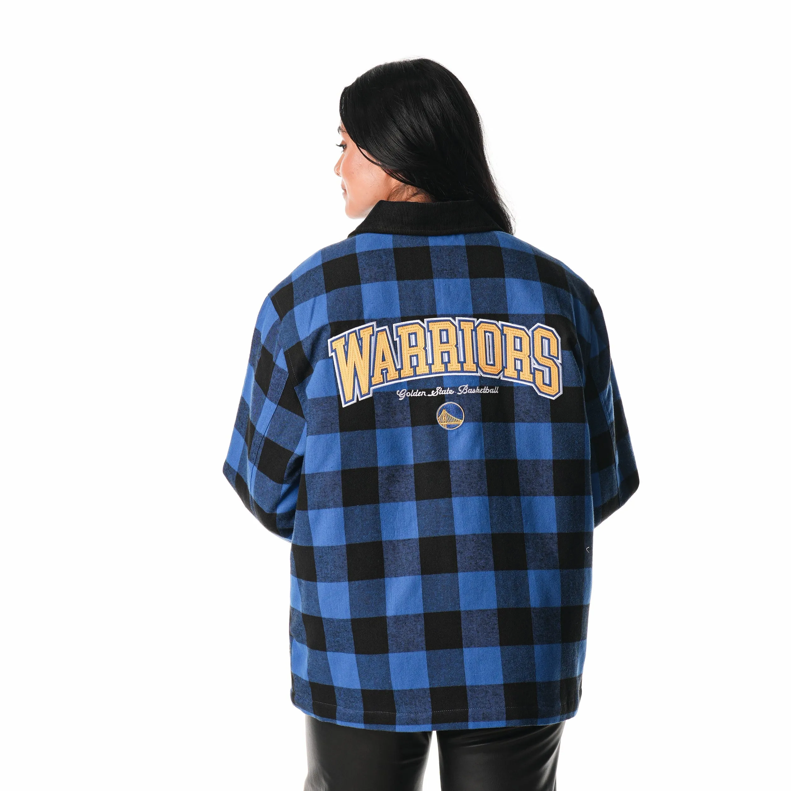 GOLDEN STATE WARRIORS FLANNEL ZIP FRONT JACKET - BLUE