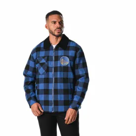 GOLDEN STATE WARRIORS FLANNEL ZIP FRONT JACKET - BLUE