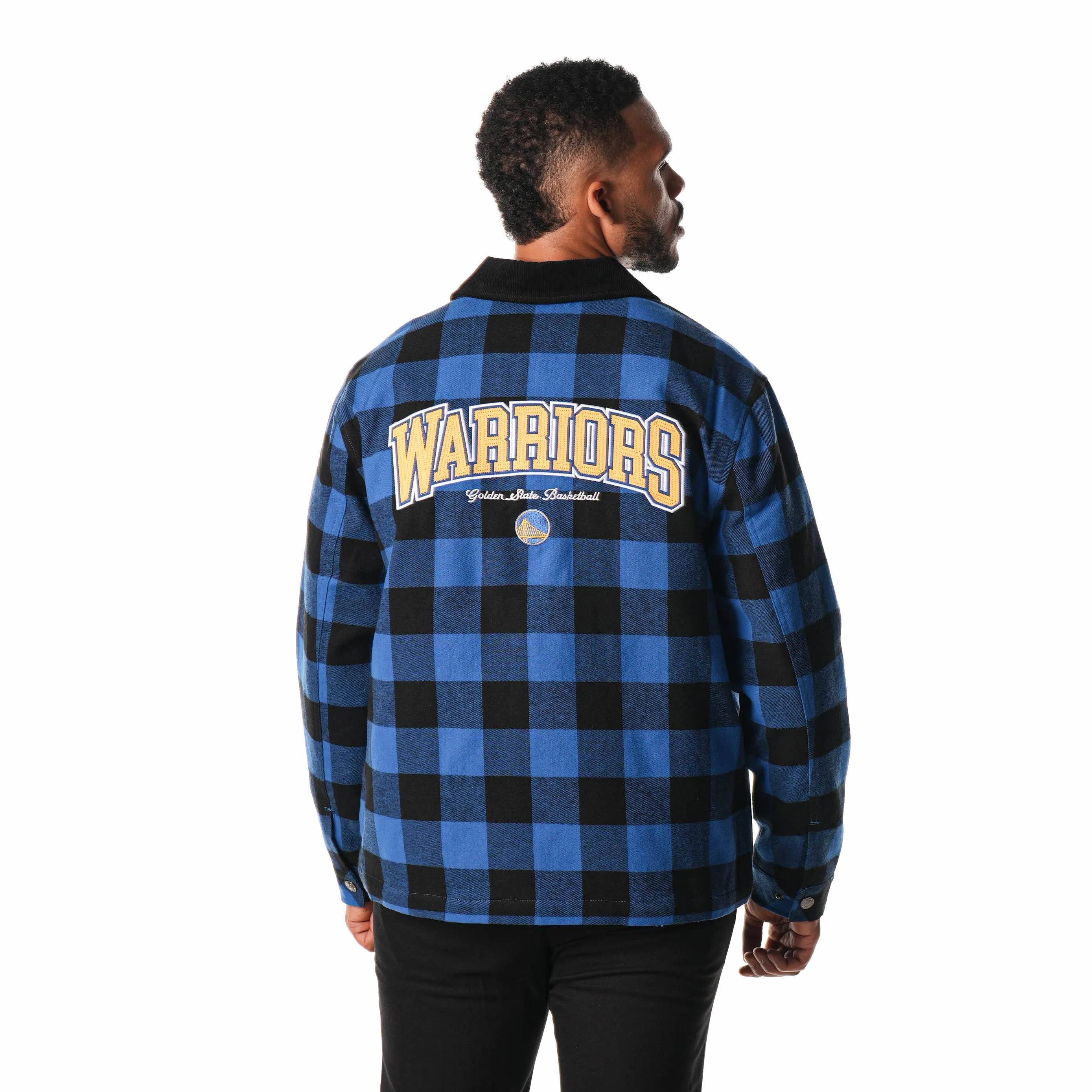 GOLDEN STATE WARRIORS FLANNEL ZIP FRONT JACKET - BLUE