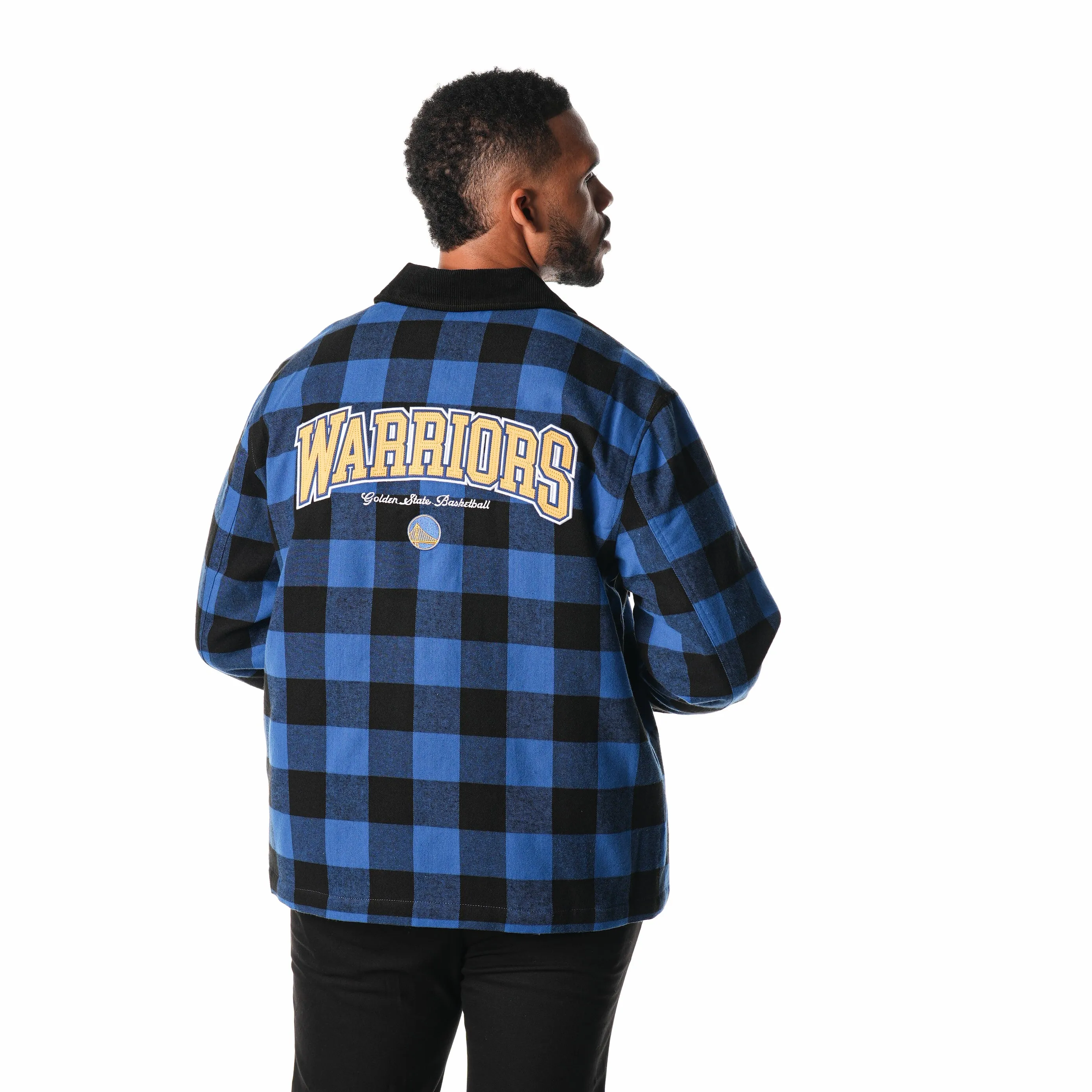 GOLDEN STATE WARRIORS FLANNEL ZIP FRONT JACKET - BLUE