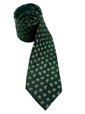 Green Floral Print Silk Tie