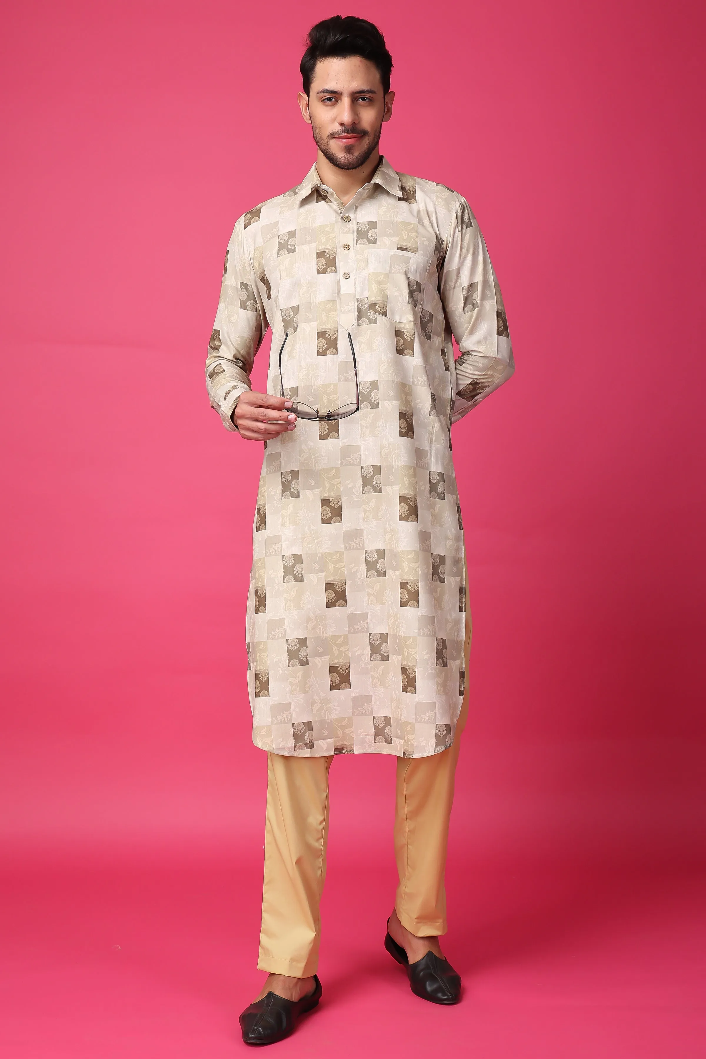 Hazelnut Hues Textured Kurta Pajama