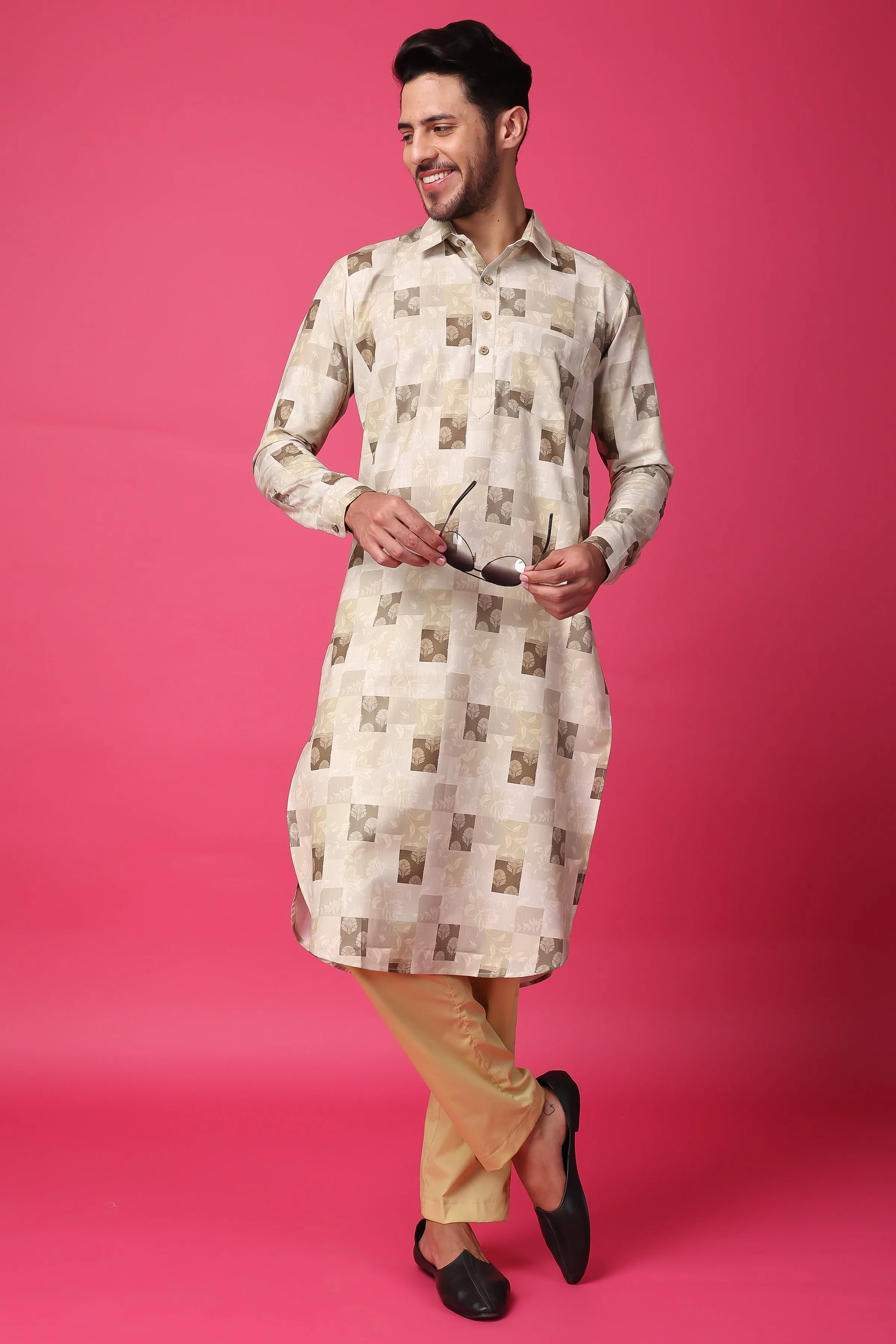 Hazelnut Hues Textured Kurta Pajama