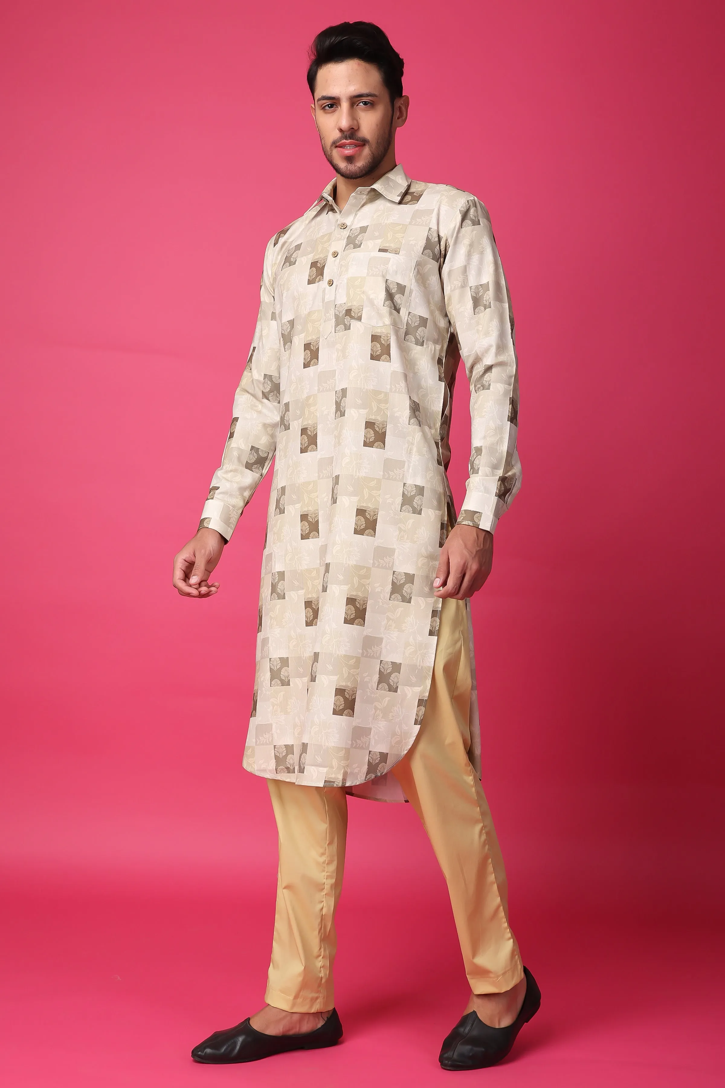 Hazelnut Hues Textured Kurta Pajama