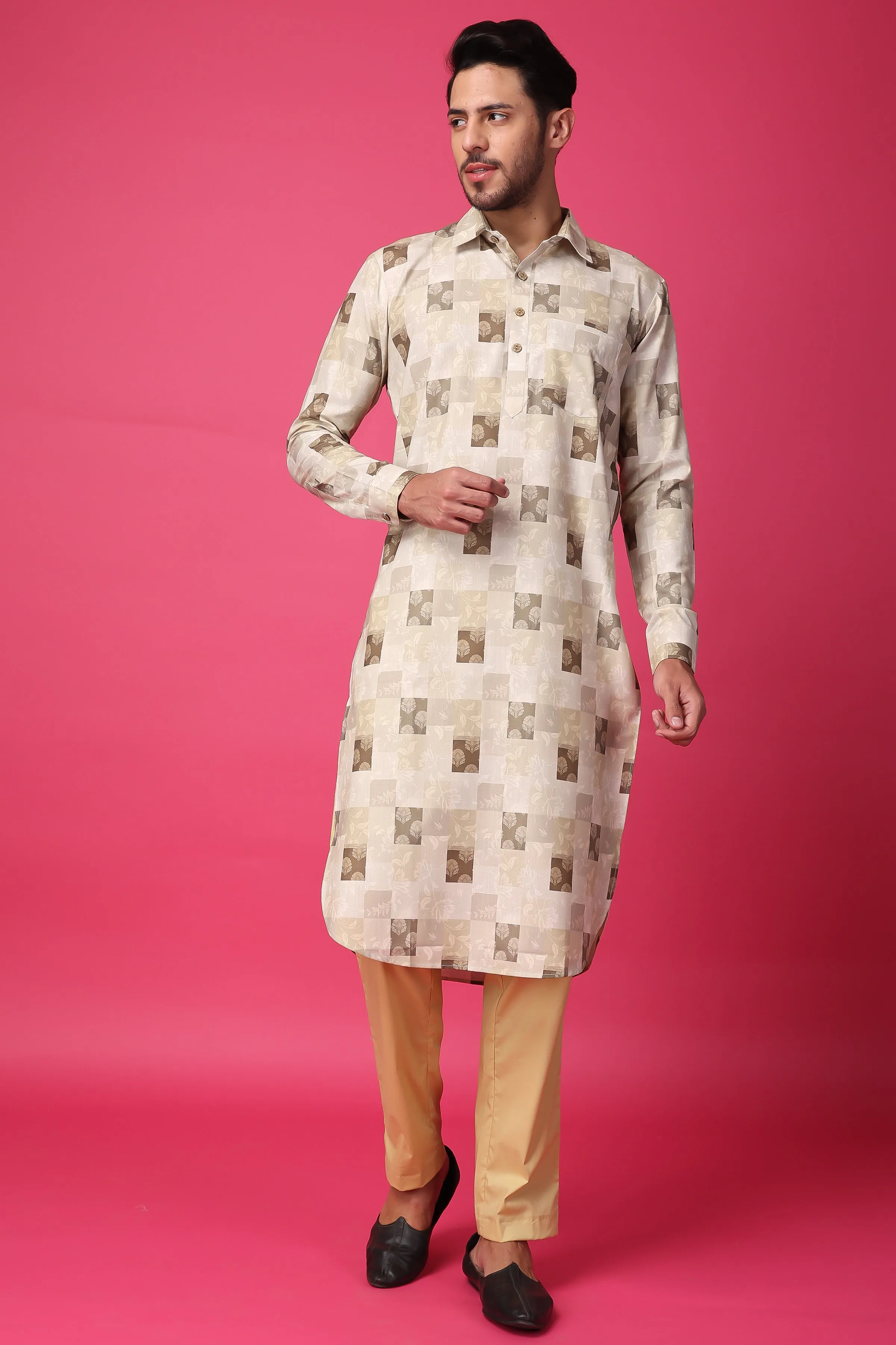 Hazelnut Hues Textured Kurta Pajama