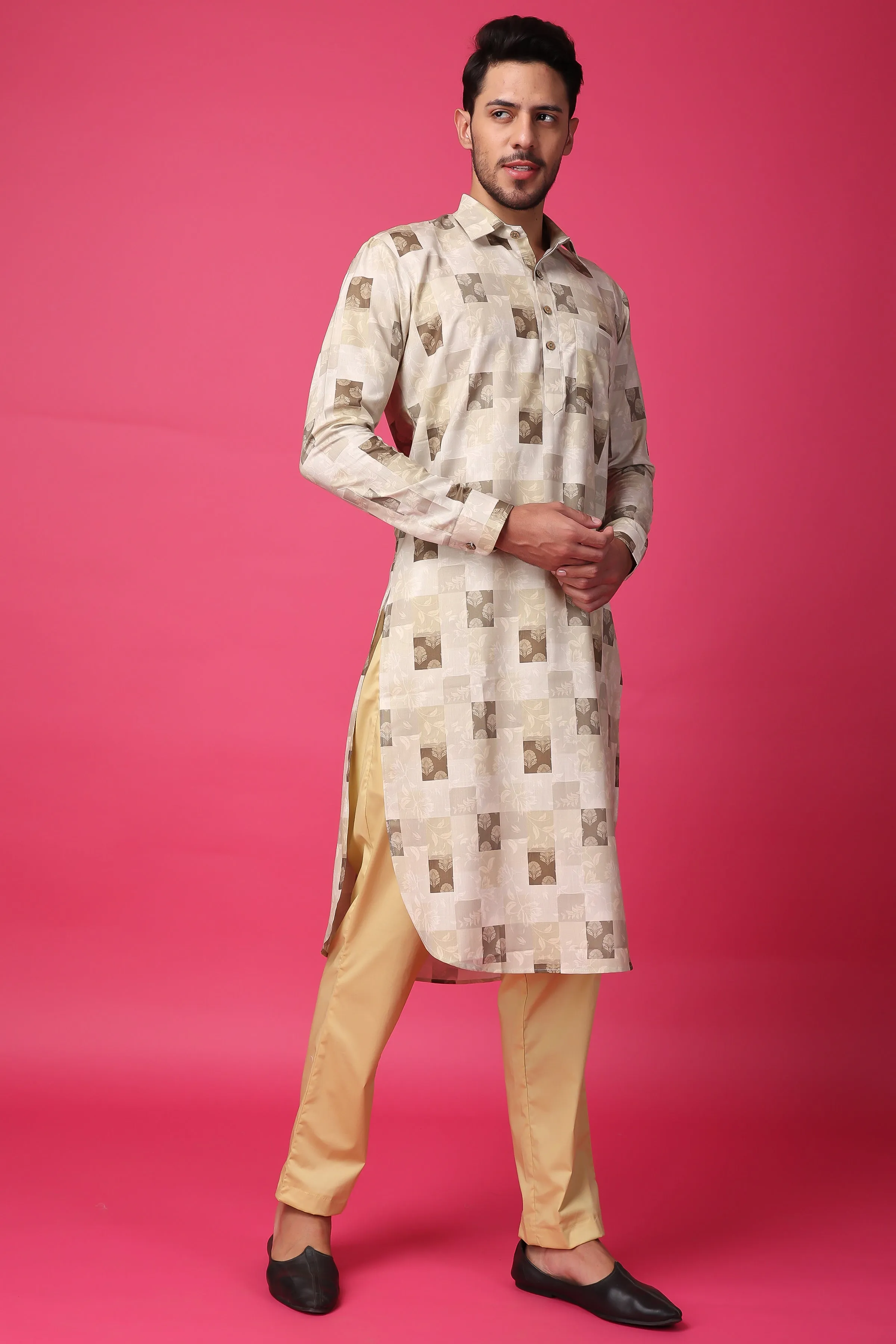 Hazelnut Hues Textured Kurta Pajama