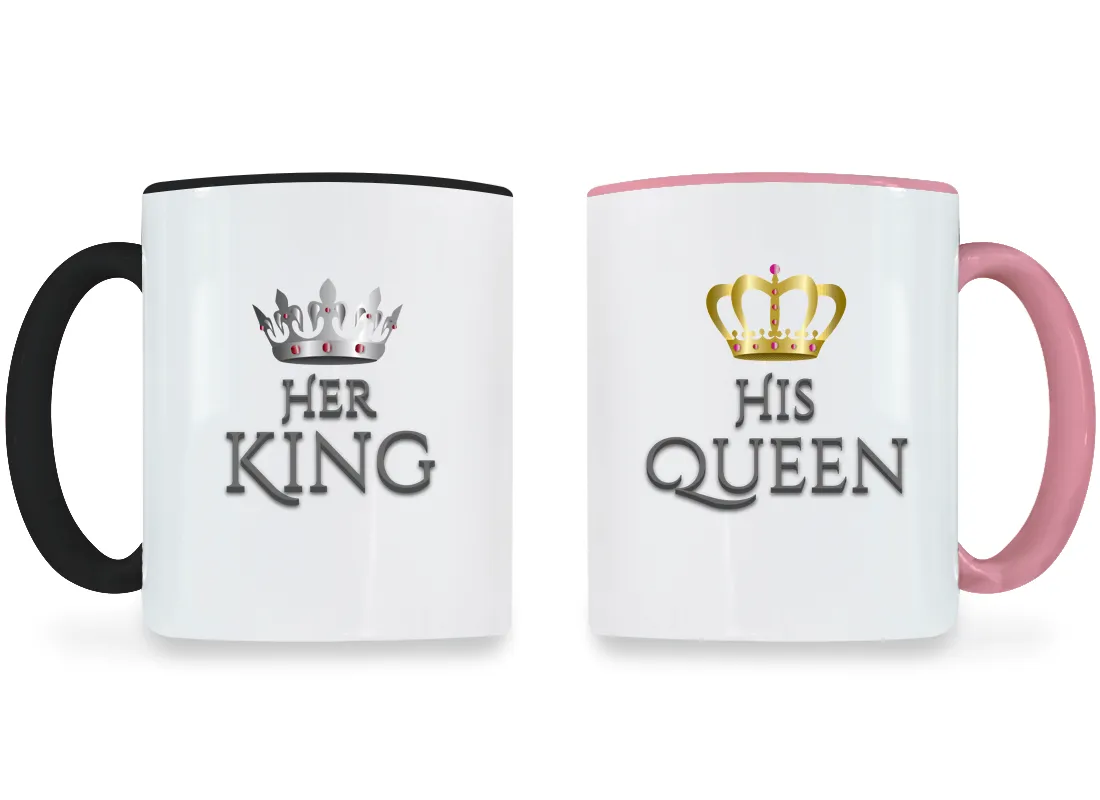 Her King & His Queen - Couple Coffee Mugs