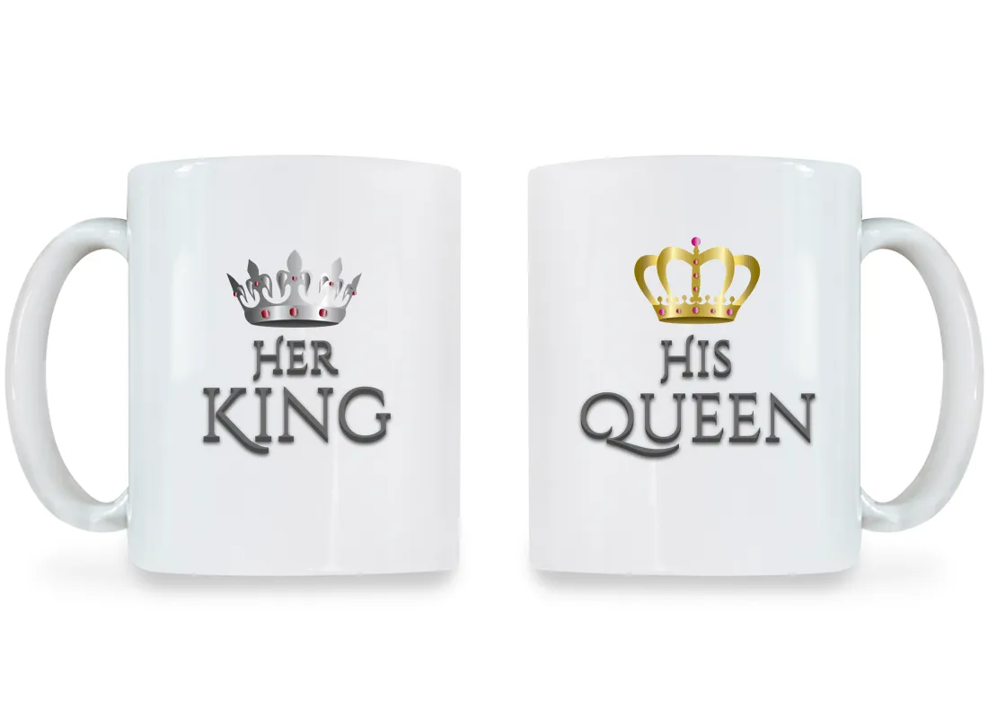 Her King & His Queen - Couple Coffee Mugs