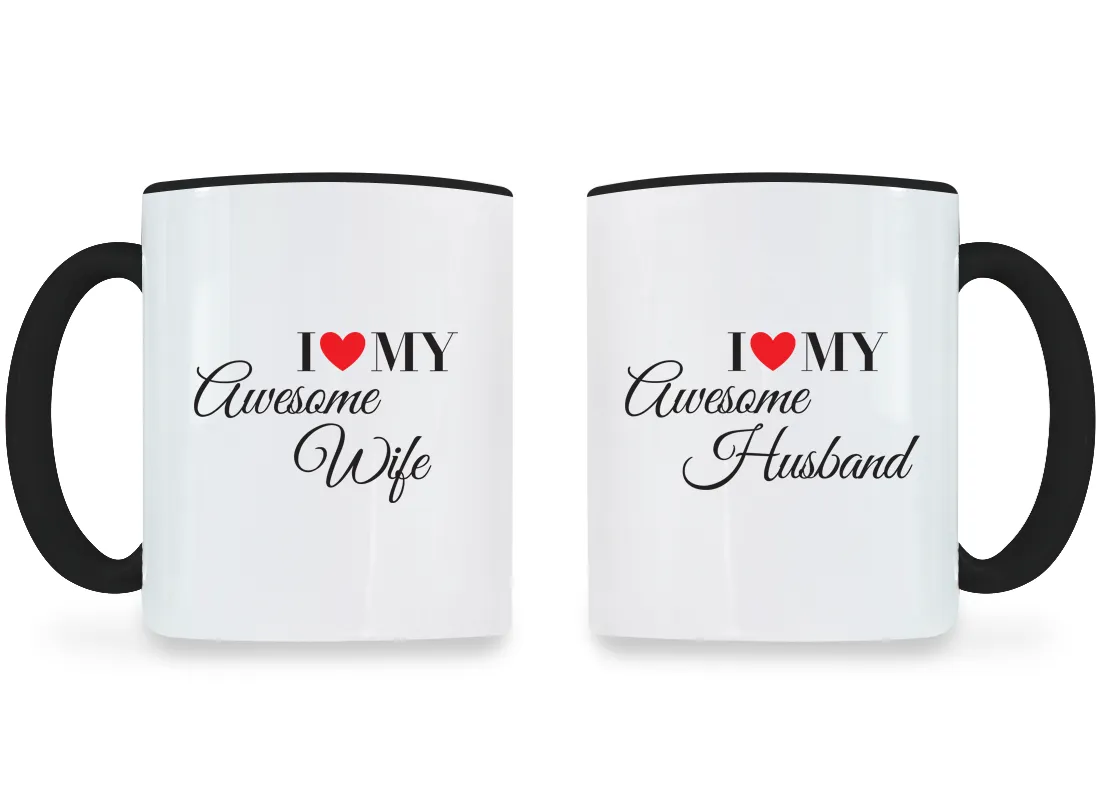 I Love My Awesome Wife & Husband - Couple Coffee Mugs