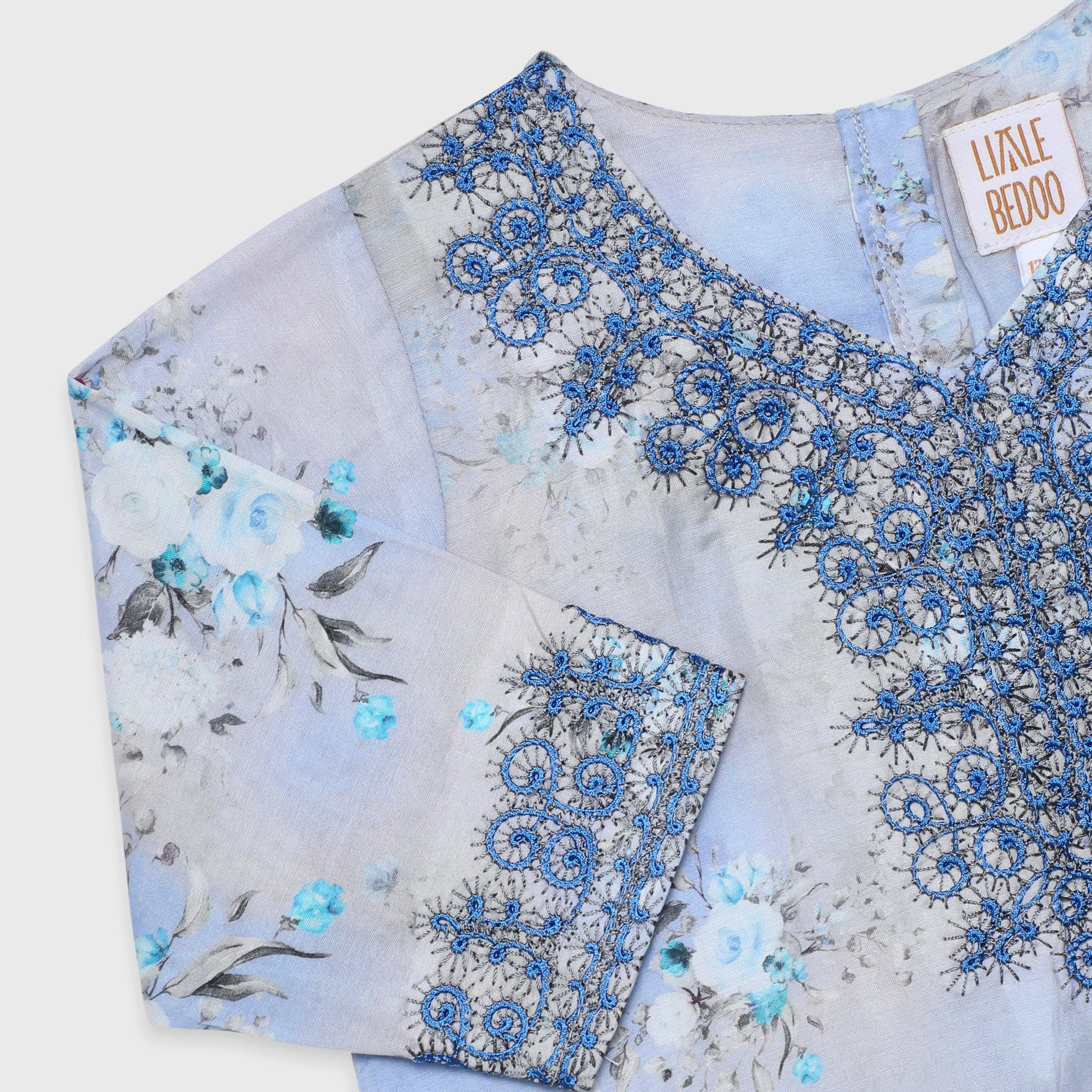 Jalabiya - Ferns and Petals Collection - Blue