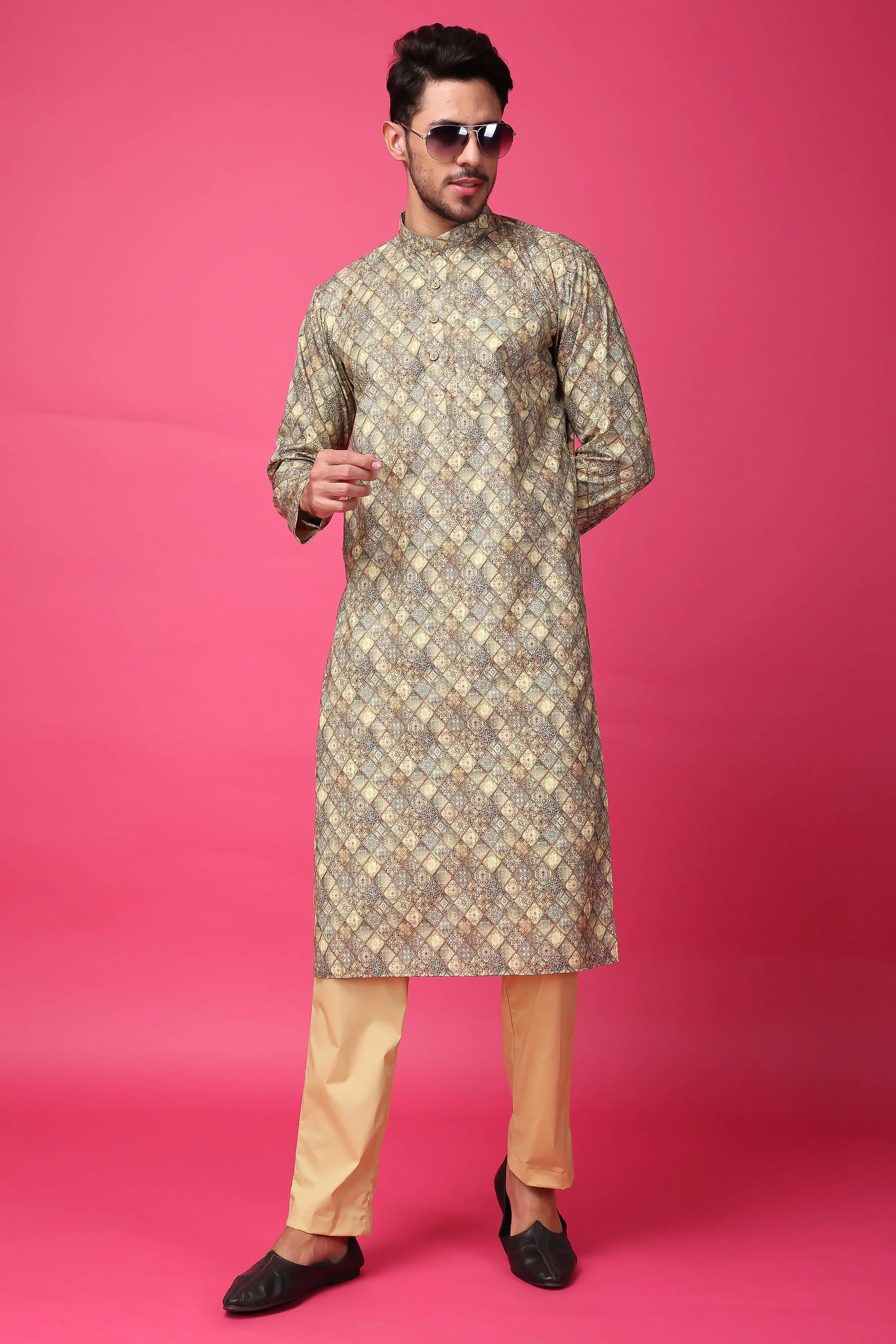 Latte Lustre Printed Kurta Pajama