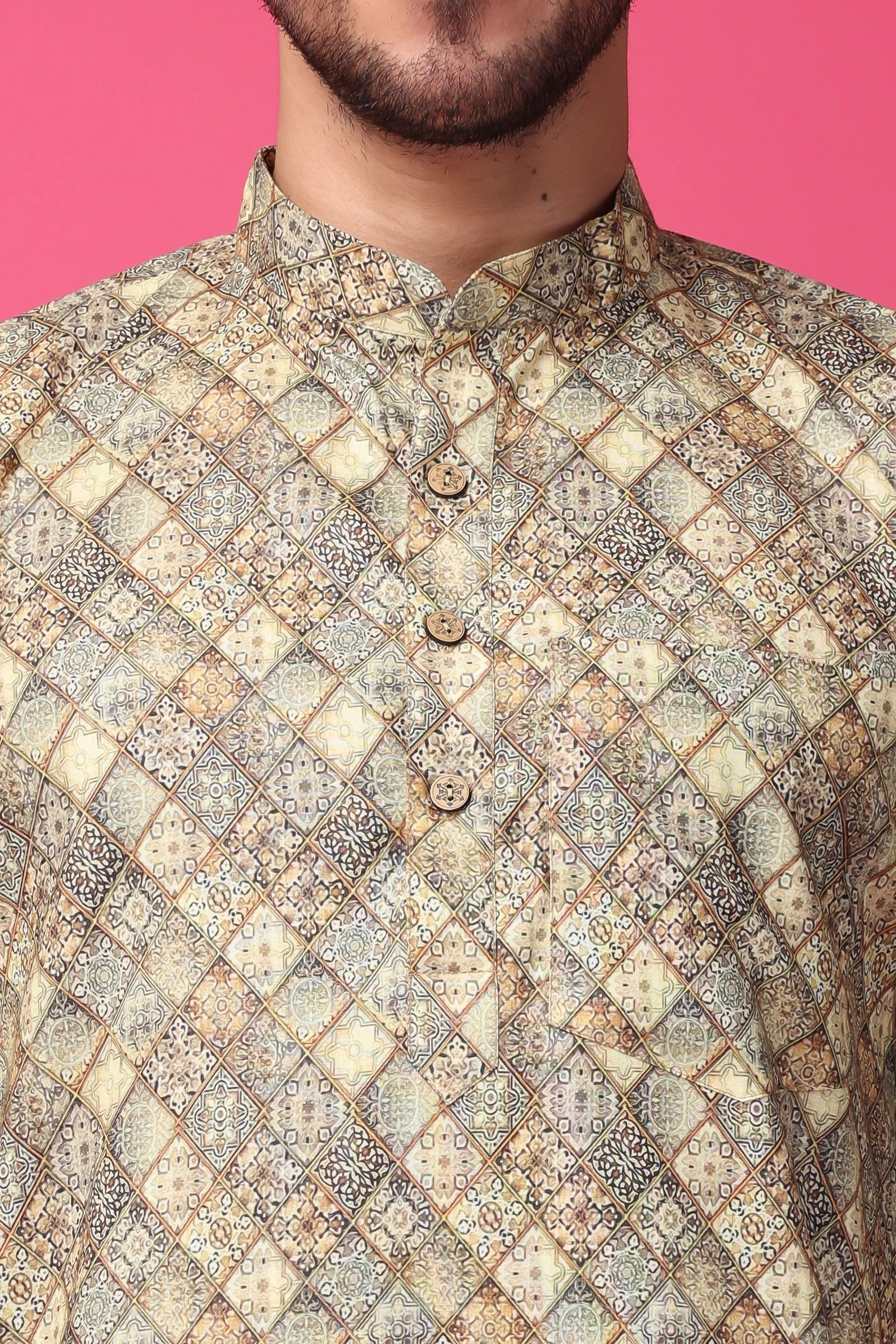 Latte Lustre Printed Kurta Pajama