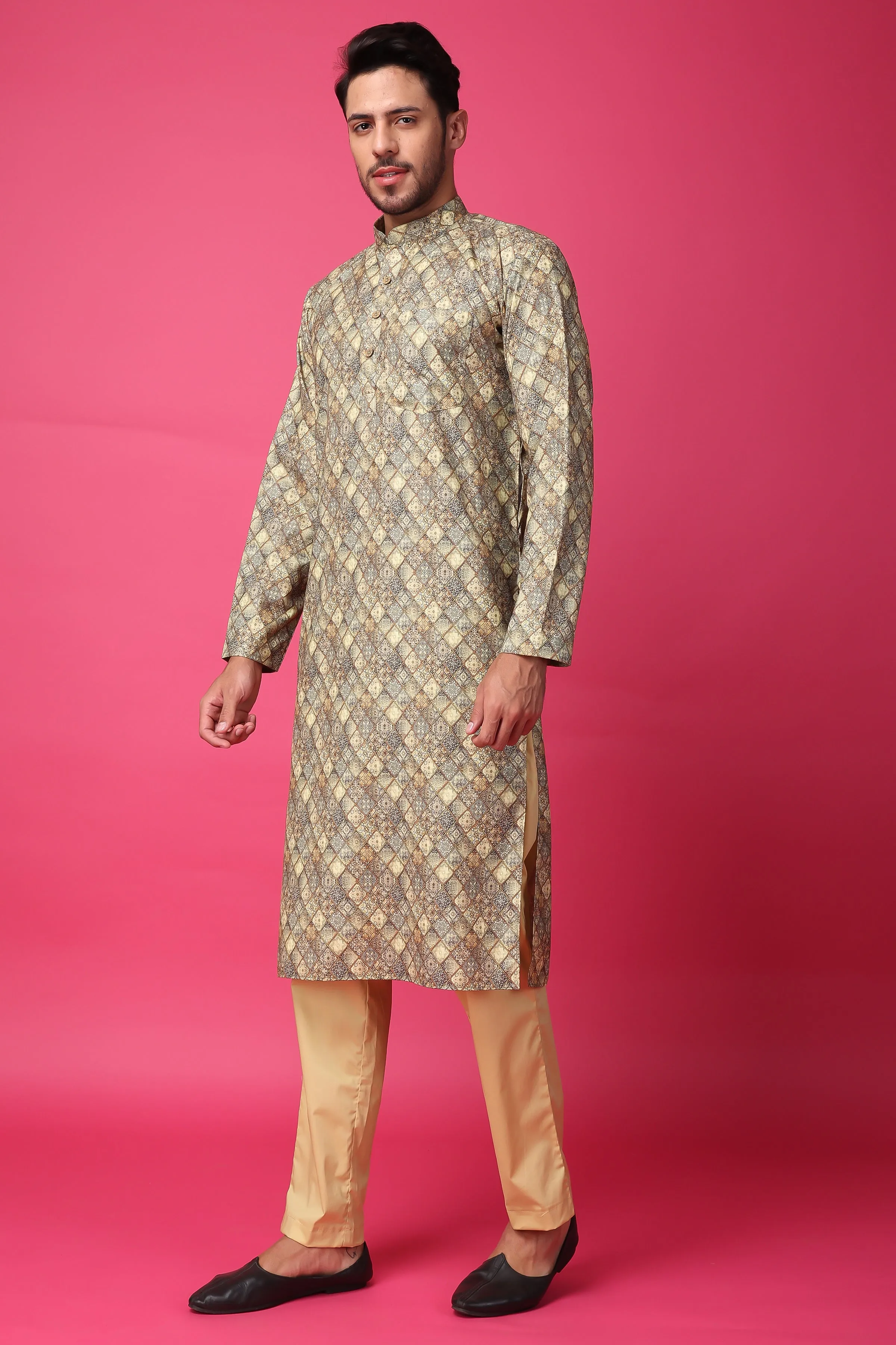 Latte Lustre Printed Kurta Pajama