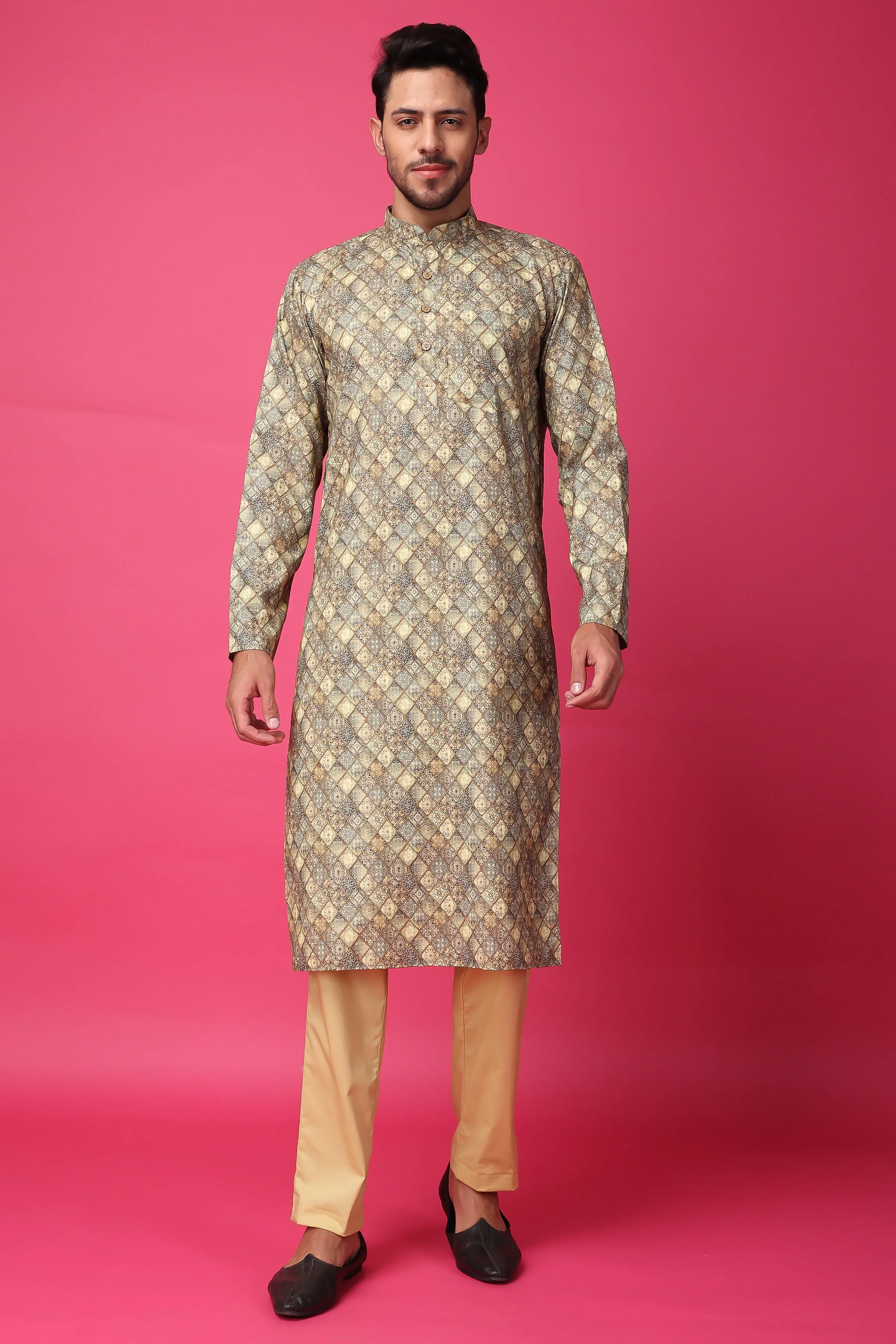 Latte Lustre Printed Kurta Pajama