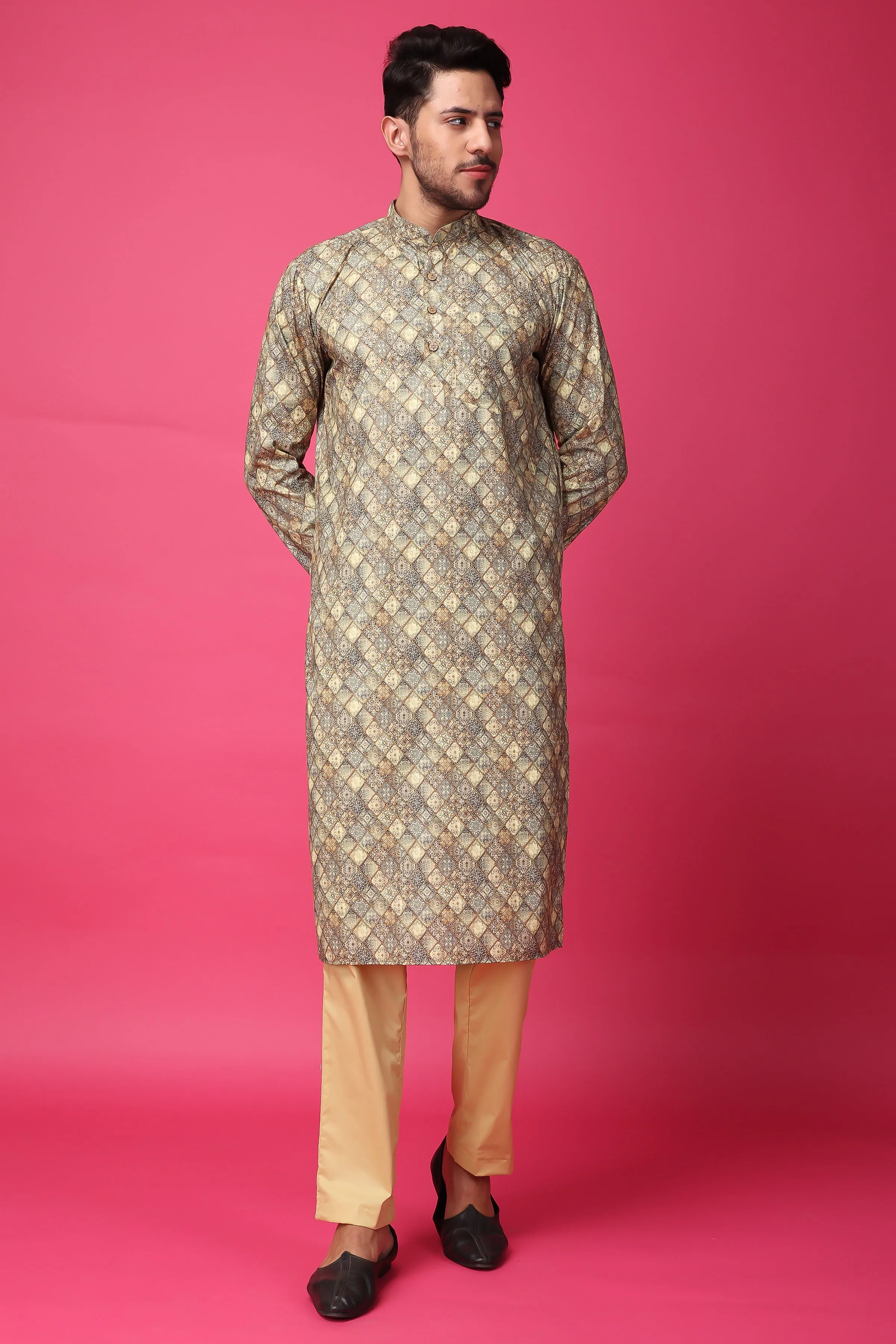 Latte Lustre Printed Kurta Pajama