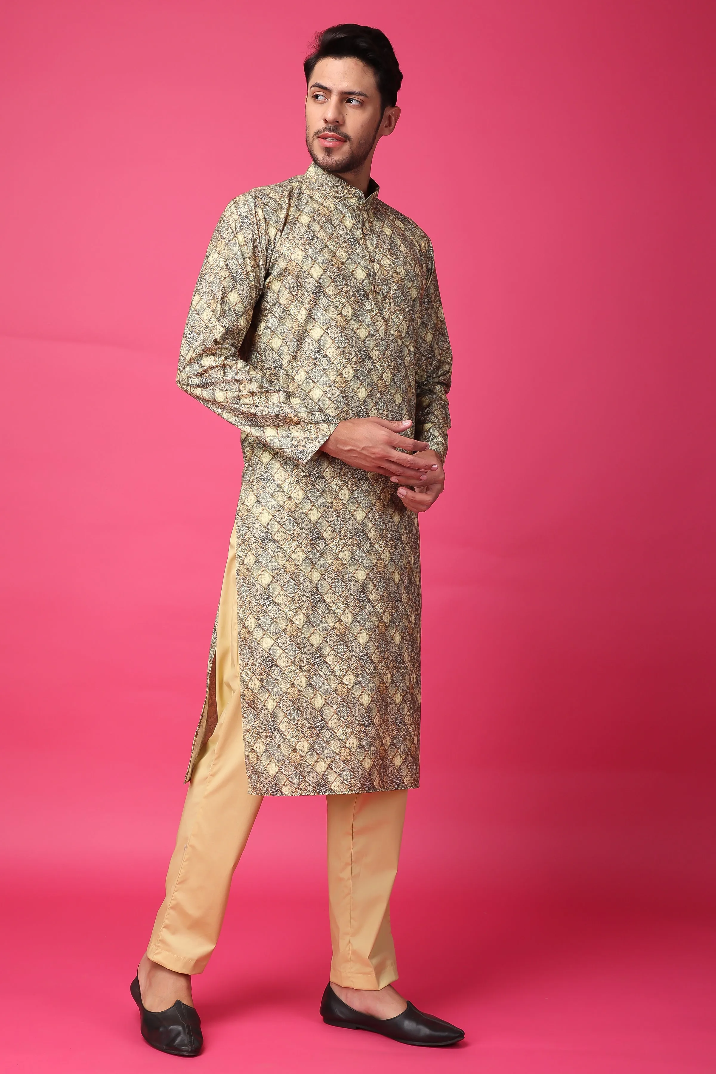 Latte Lustre Printed Kurta Pajama