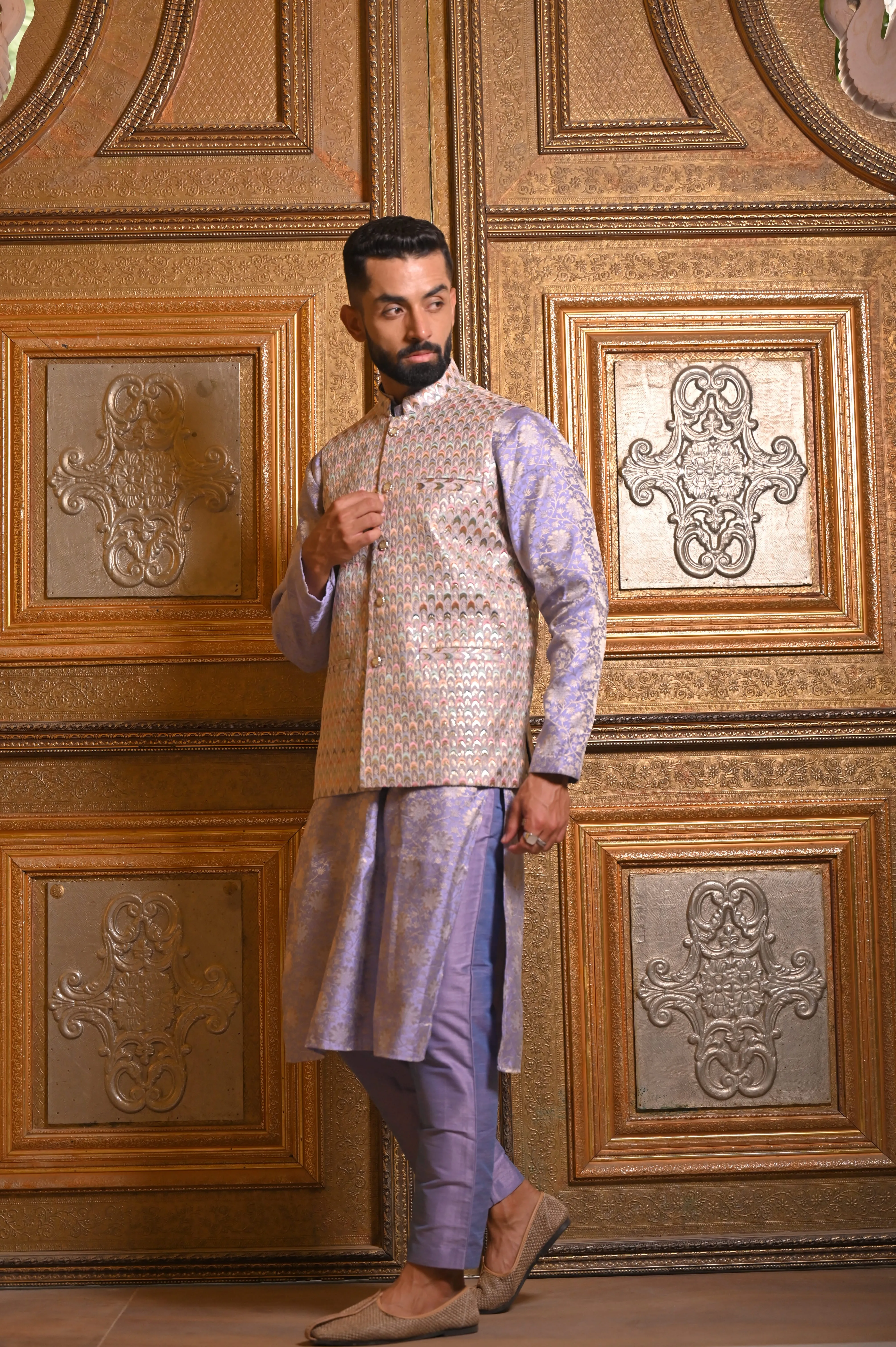 Lavender Sequin Kurta Vasket Set