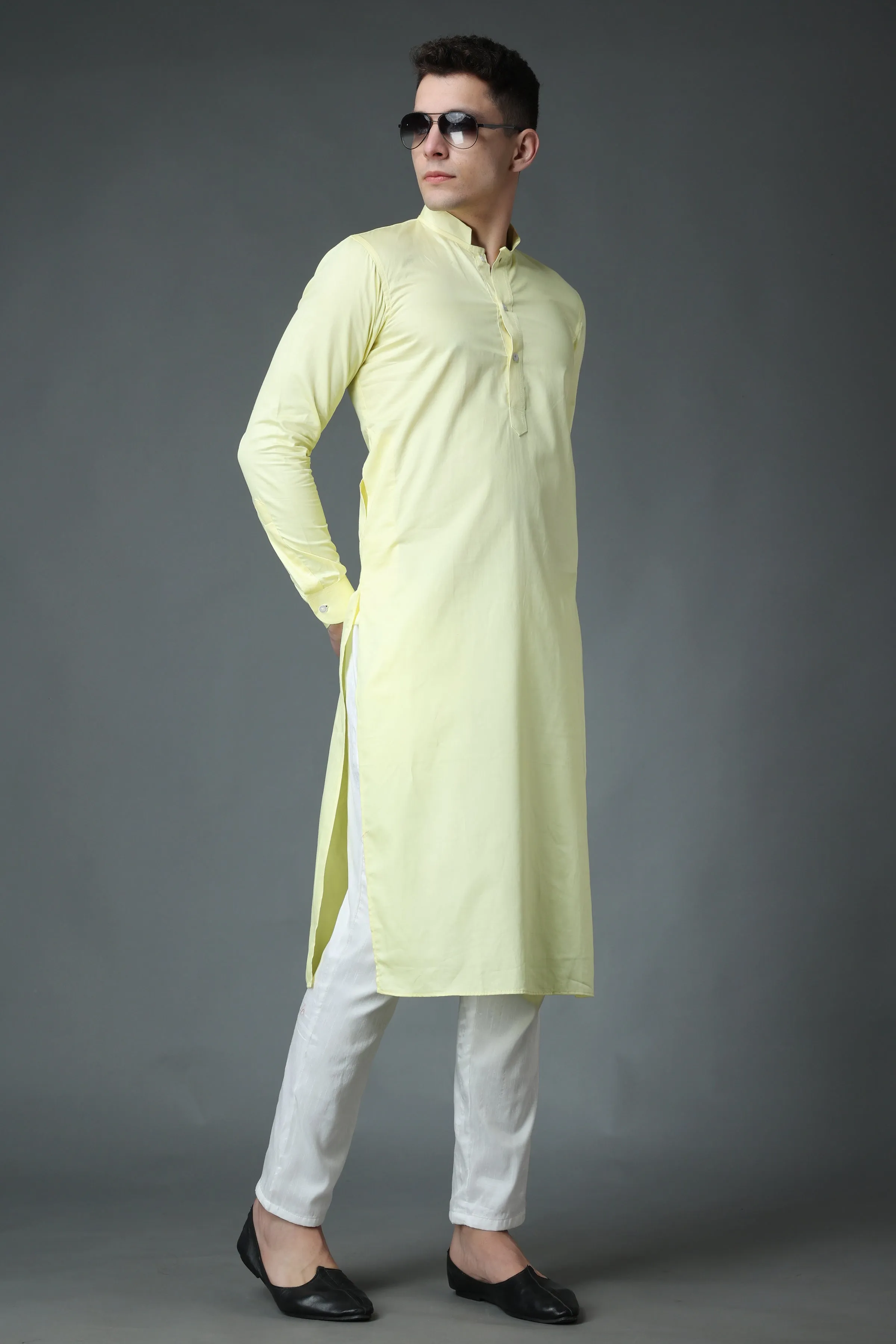 Lemon Ice Cotton Kurta Pajama