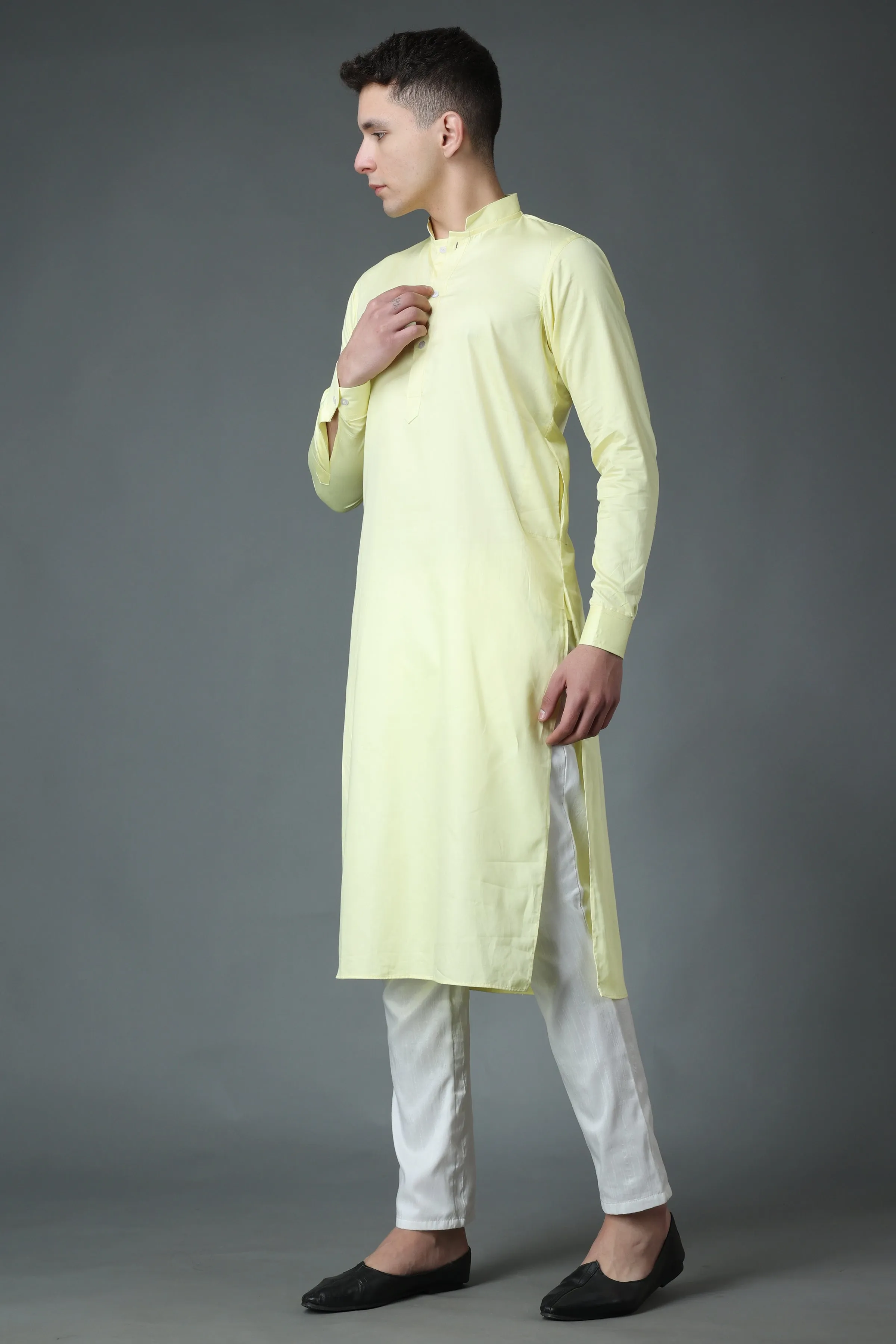 Lemon Ice Cotton Kurta Pajama