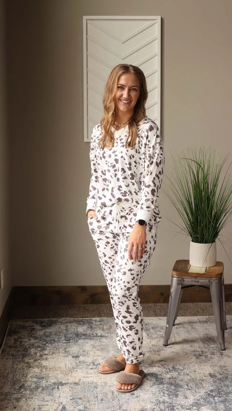 Leopard Long Sleeve Jogger Lounge Set