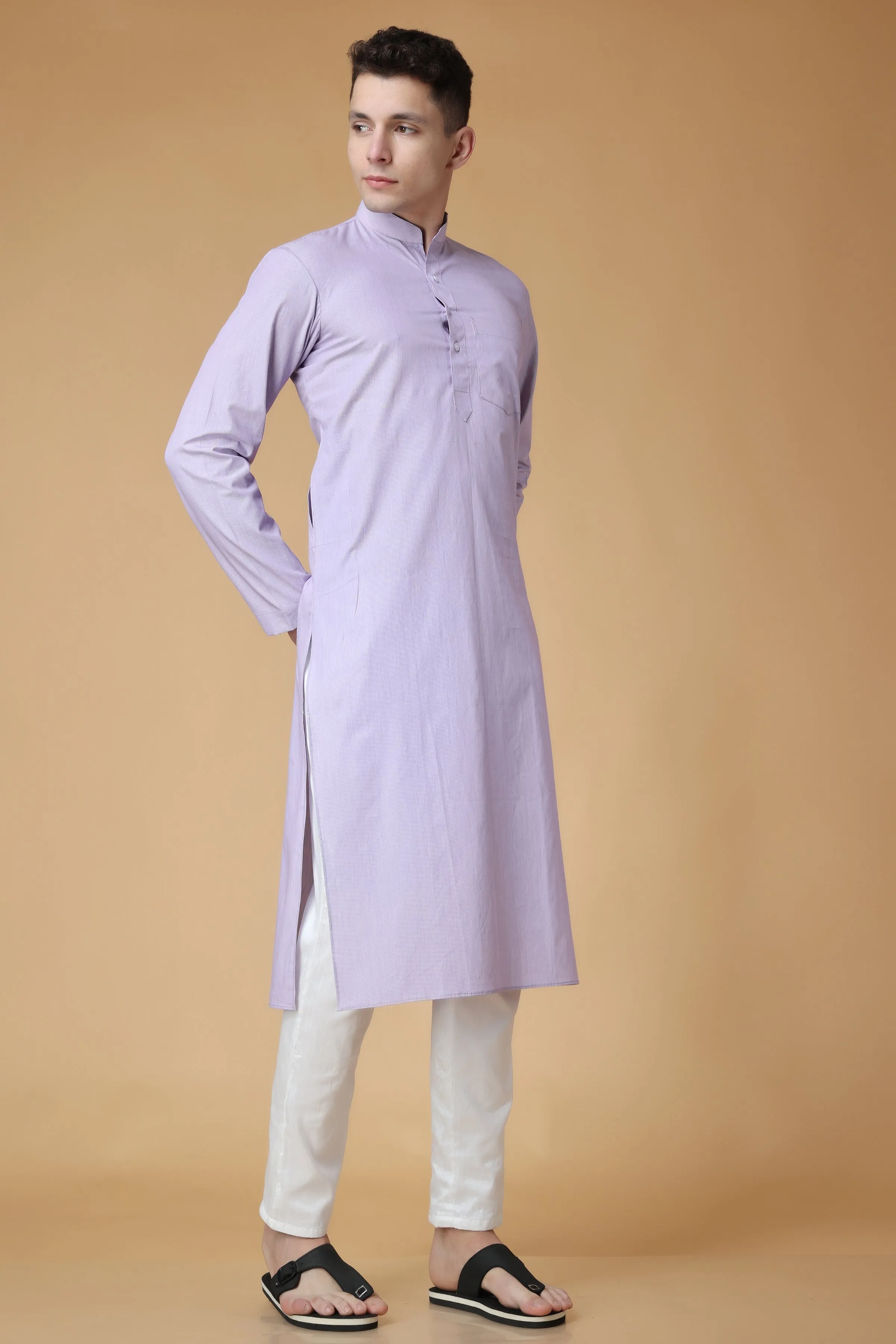 Lilac Lustre Cotton Kurta Pajama