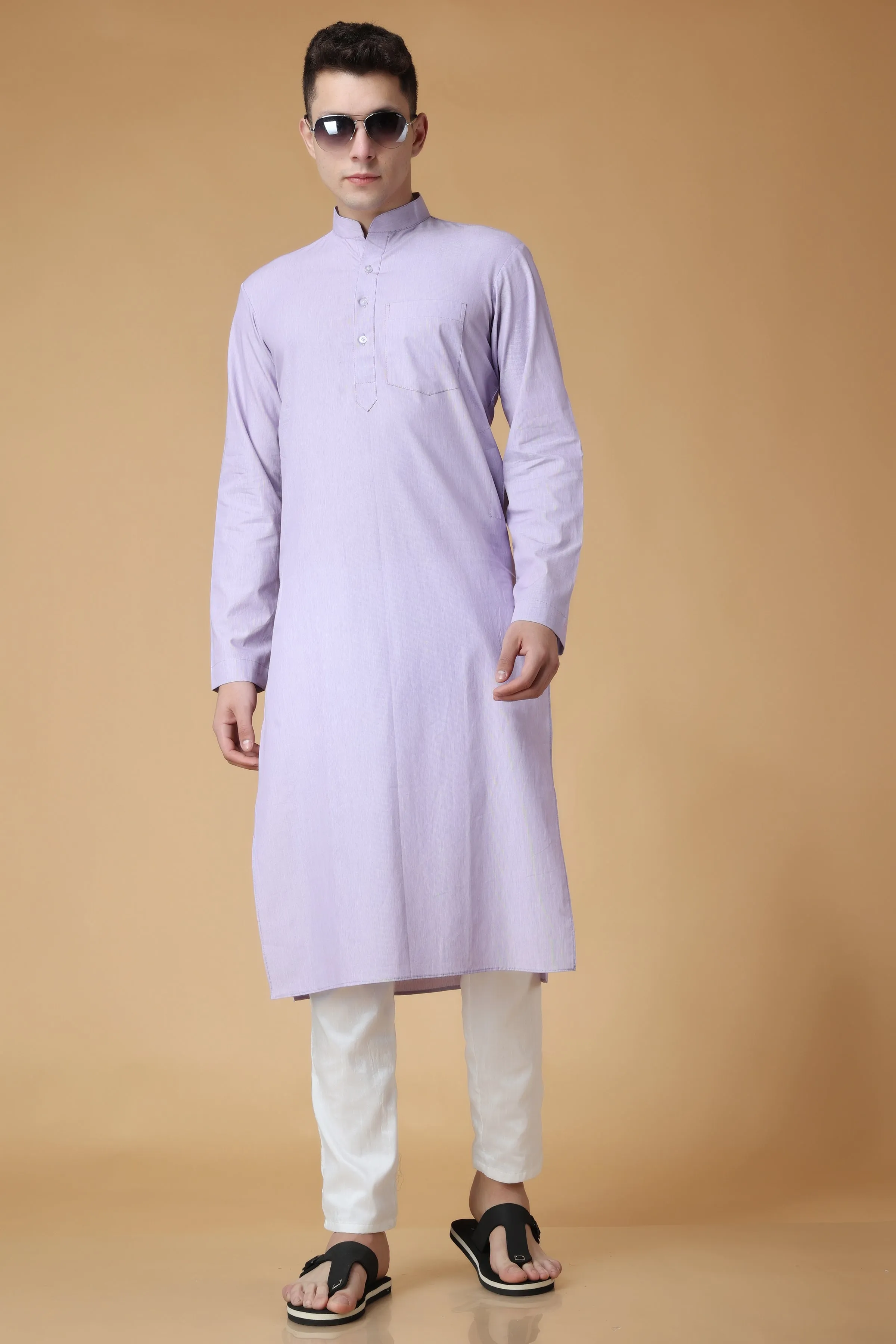 Lilac Lustre Cotton Kurta Pajama