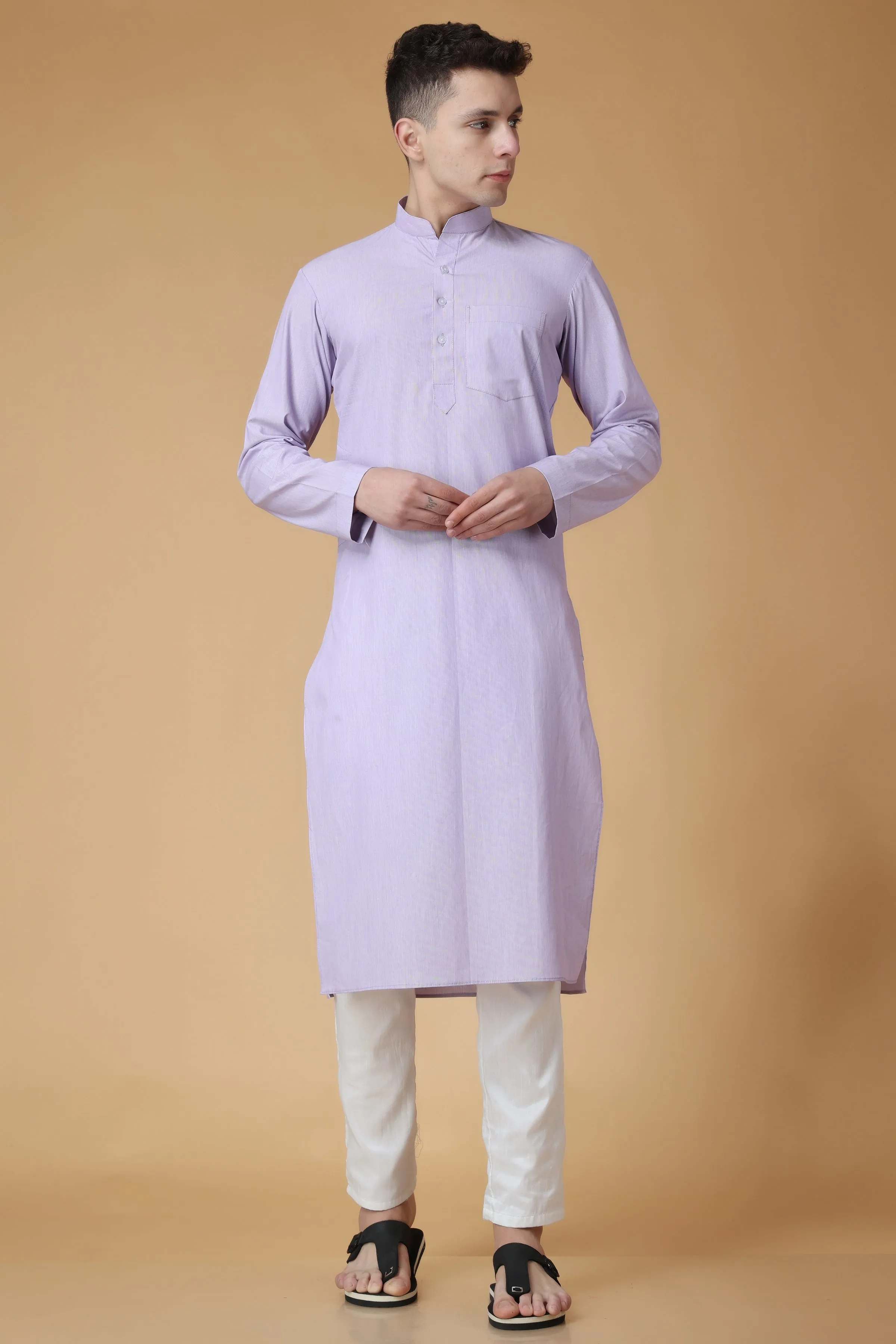 Lilac Lustre Cotton Kurta Pajama