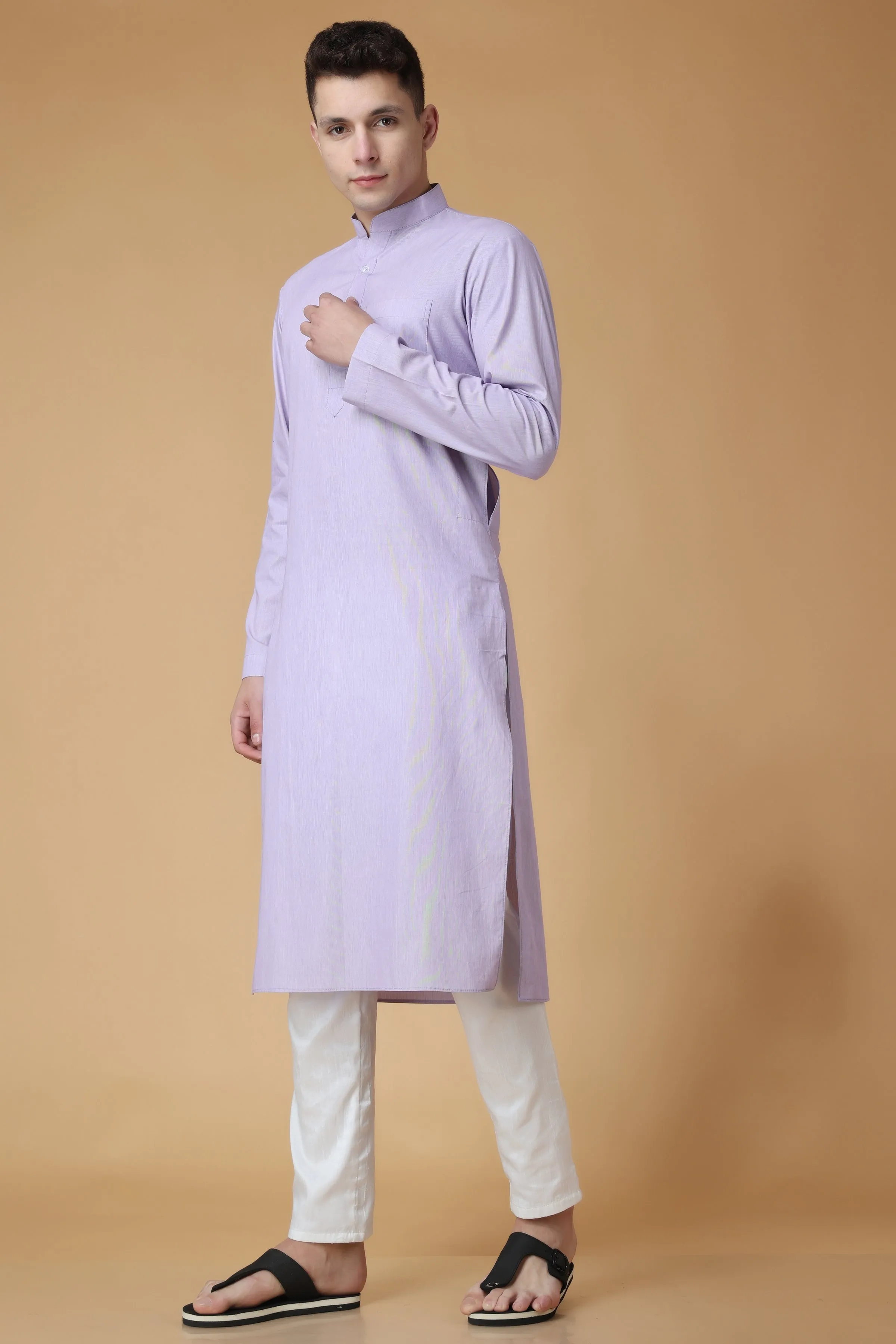 Lilac Lustre Cotton Kurta Pajama