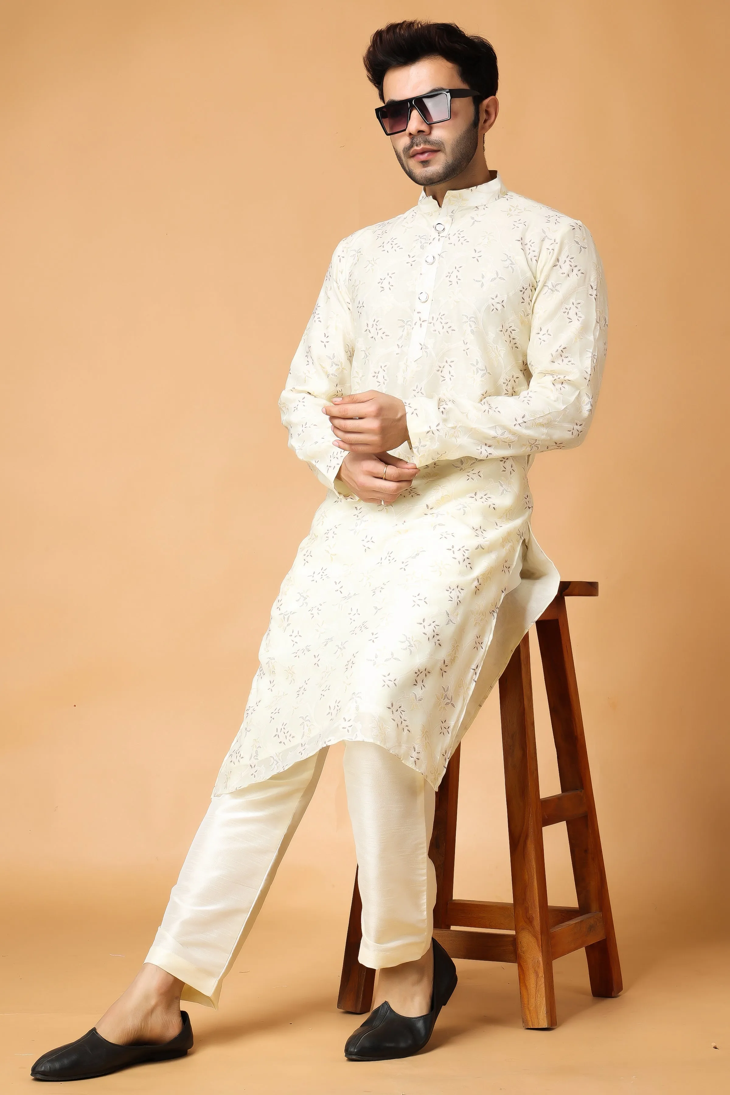 Lime Printed Modal Kurta